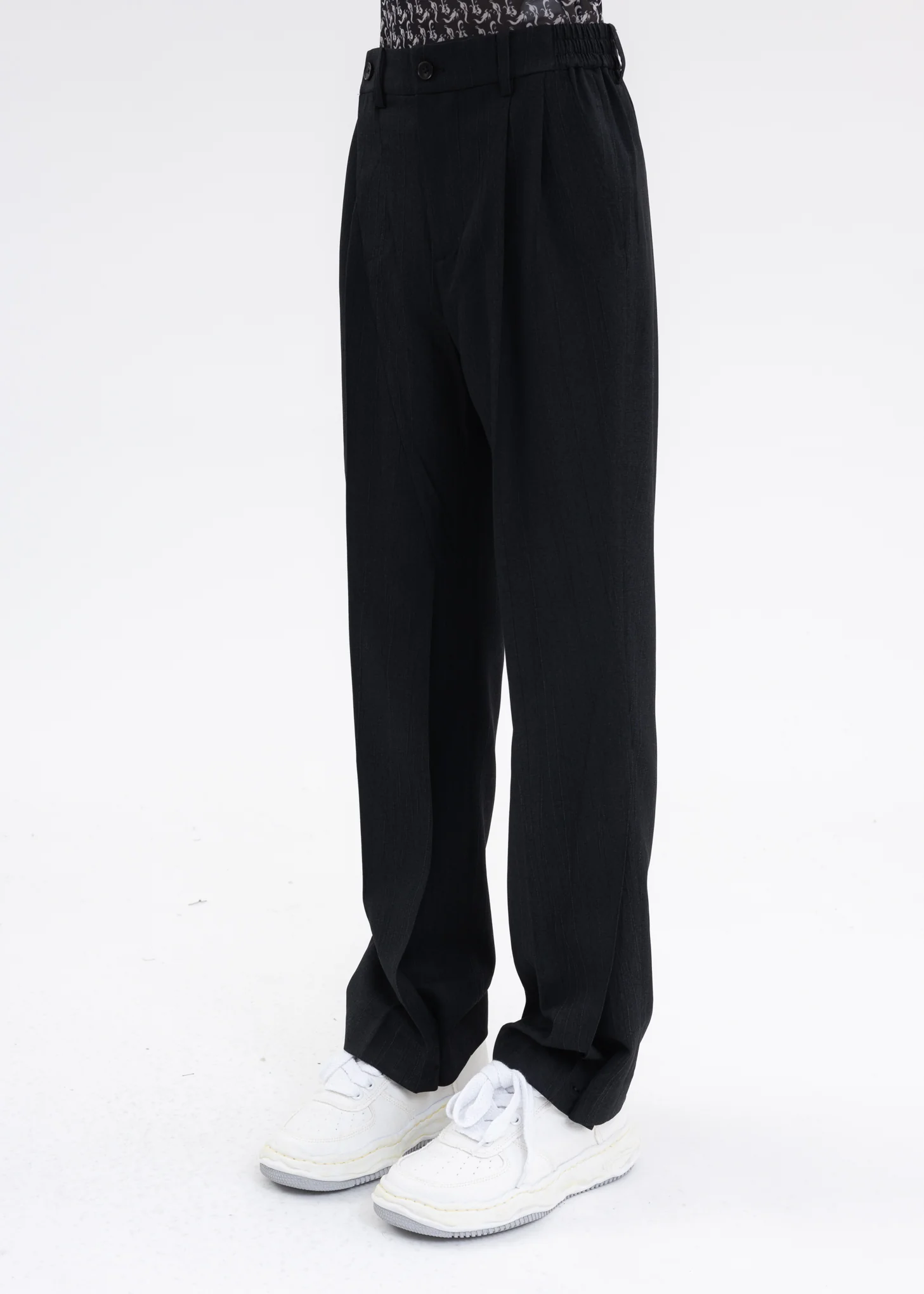 BLACK WOOL BLEND TROUSERS - Image 3