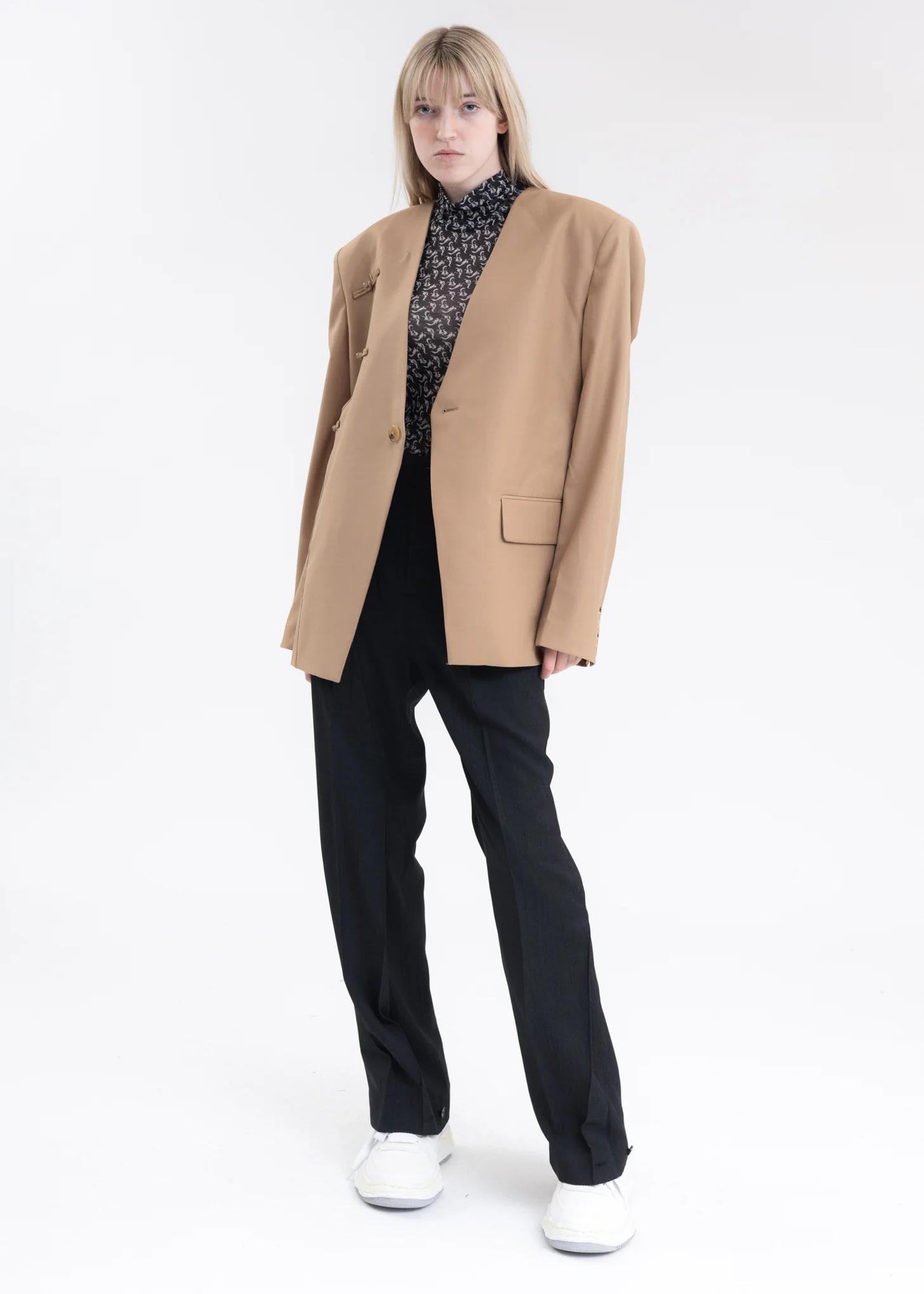 BLACK WOOL BLEND TROUSERS - Image 7