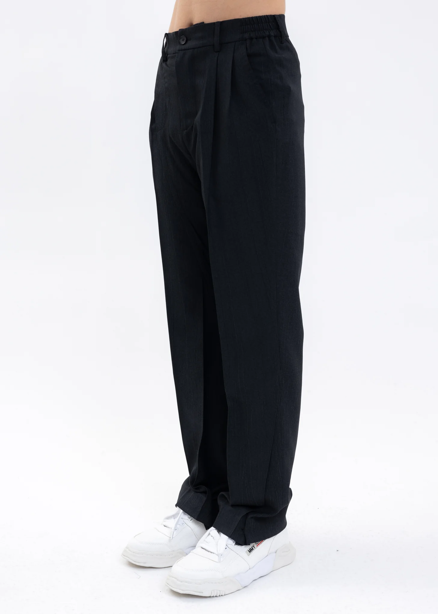 BLACK WOOL BLEND TROUSERS - Image 3