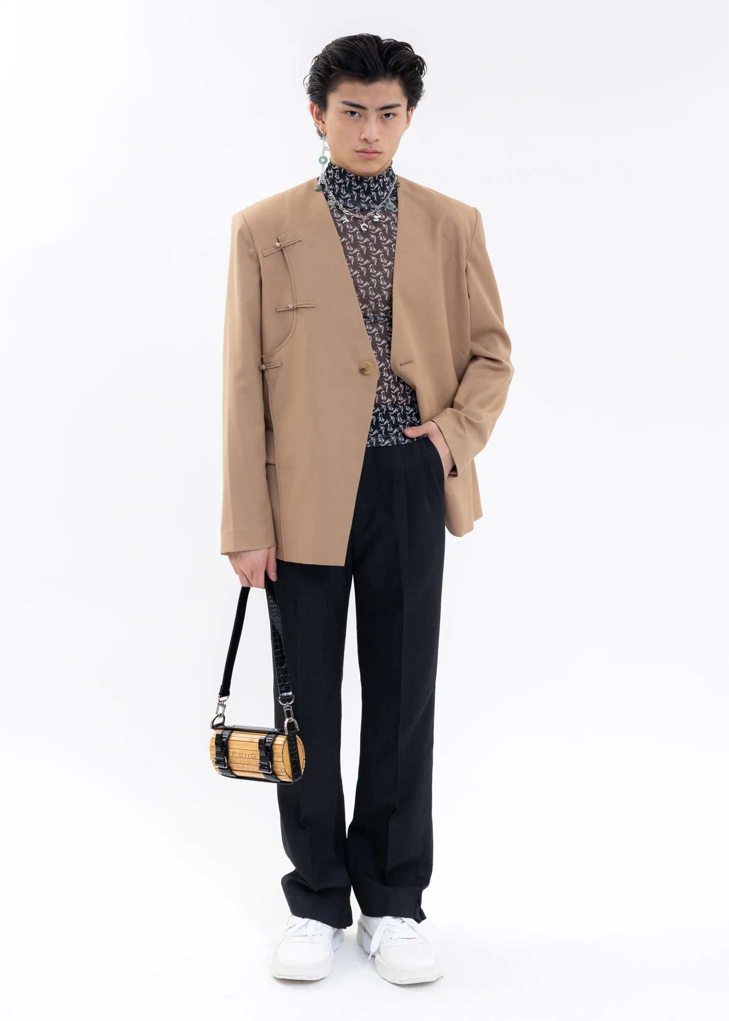 BLACK WOOL BLEND TROUSERS - Image 7
