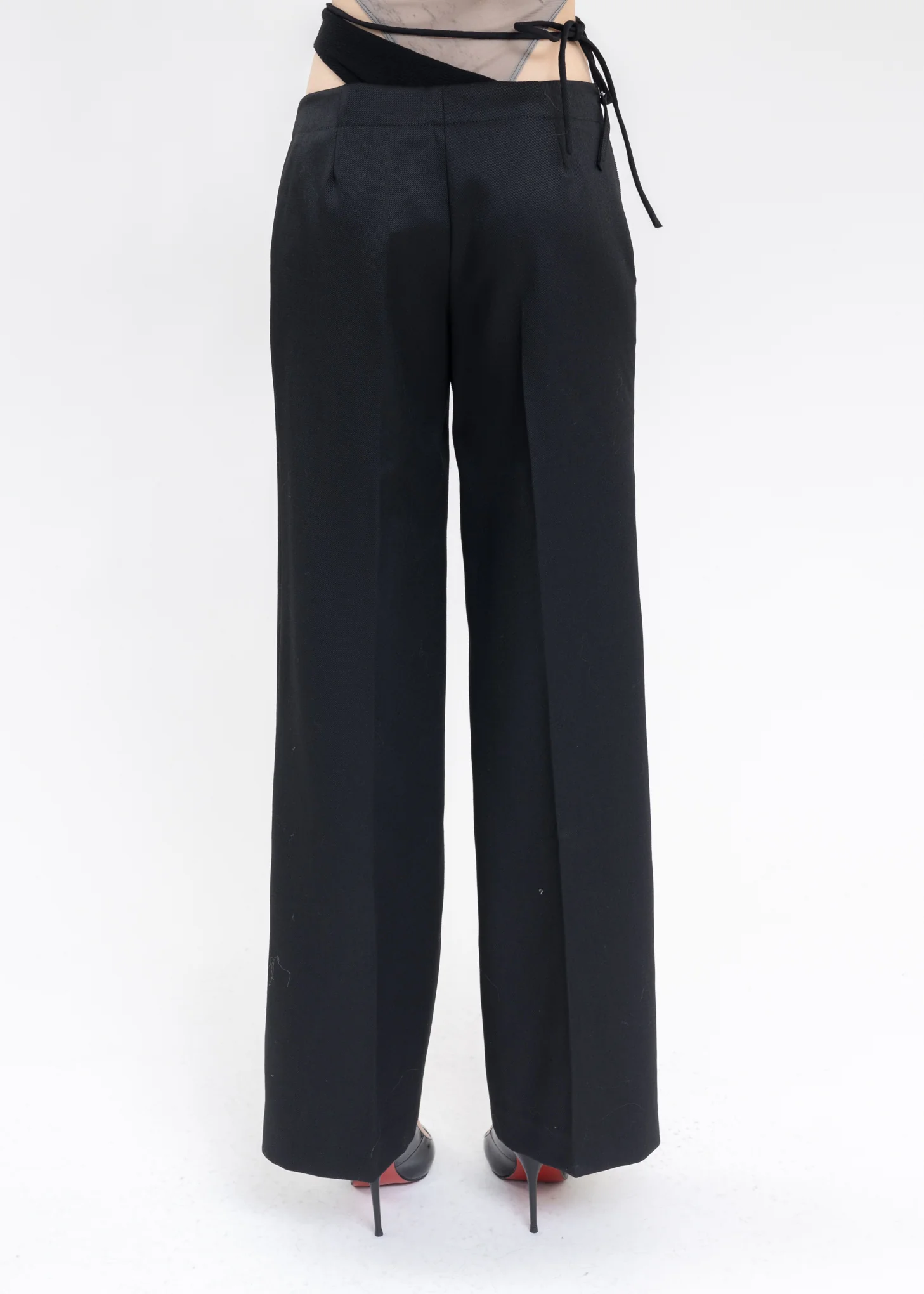 Black Wool Cut Out Pants - Image 2