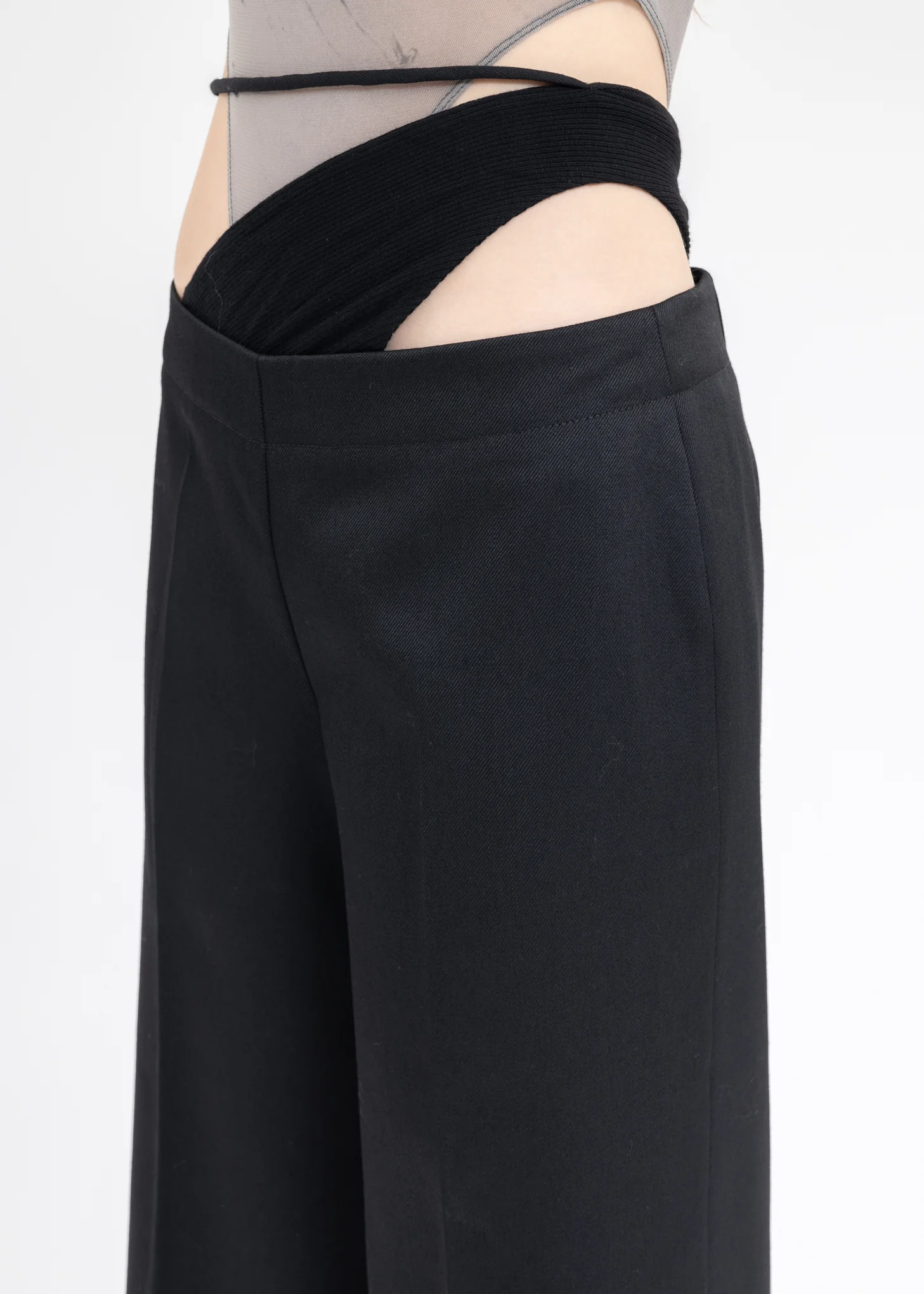 Black Wool Cut Out Pants - Image 4