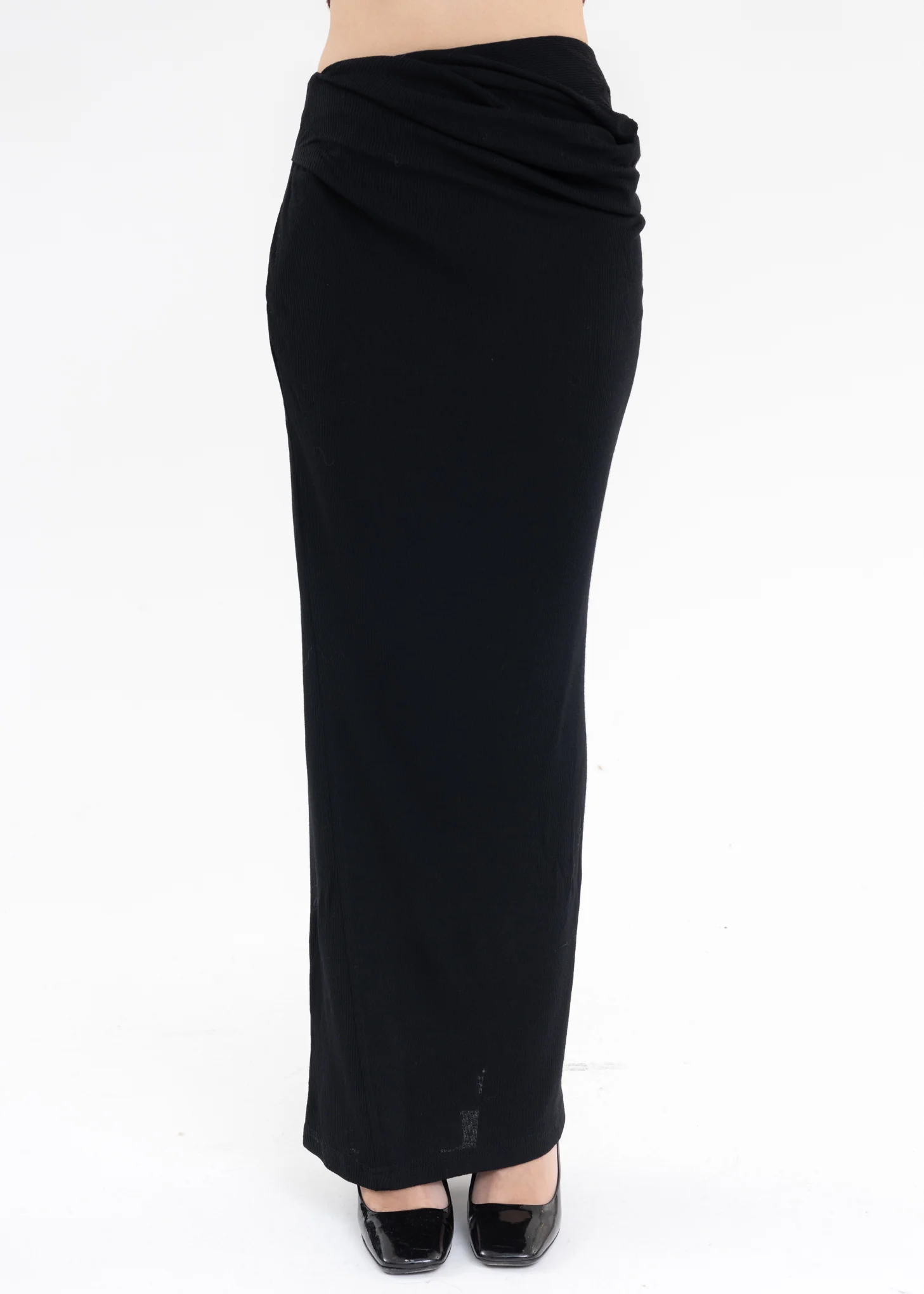 Black Wool Long Skirt