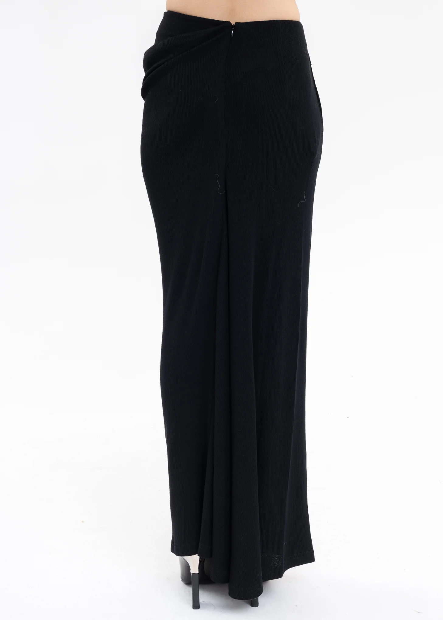 Black Wool Long Skirt - Image 3