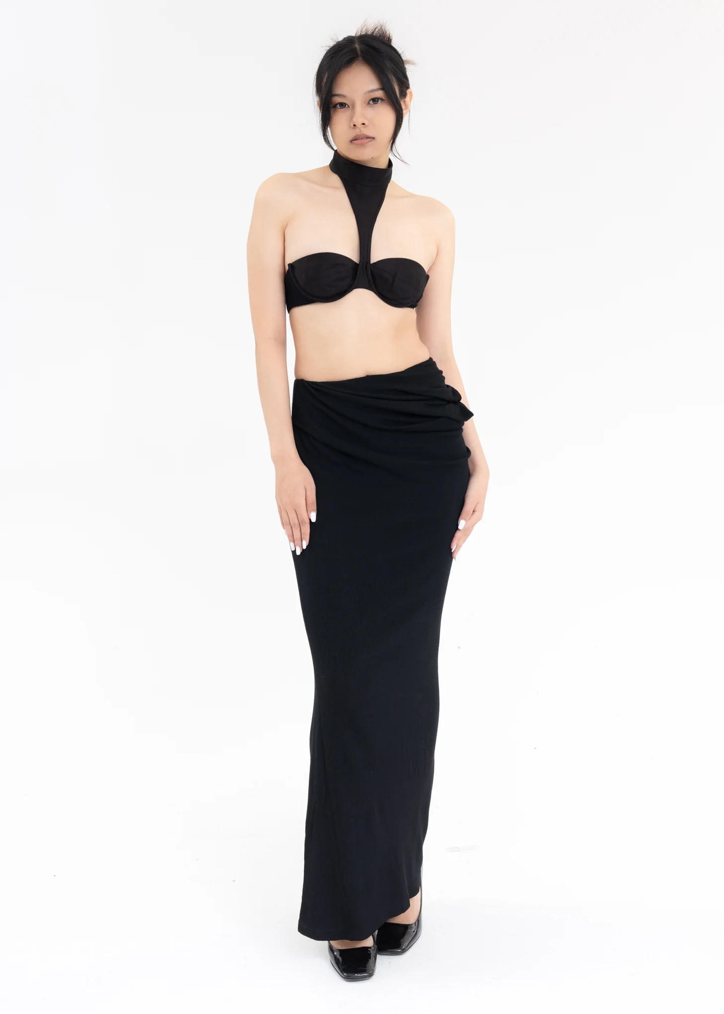 Black Wool Long Skirt - Image 5