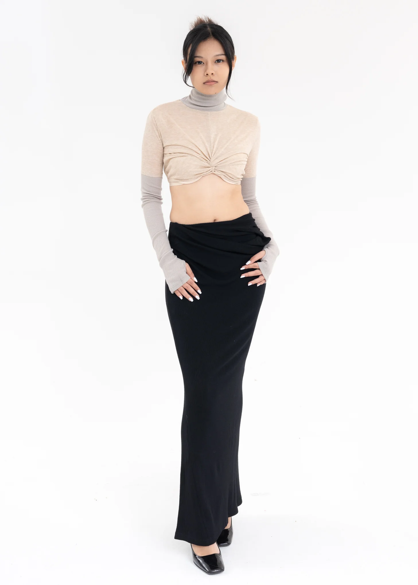 Black Wool Long Skirt - Image 6