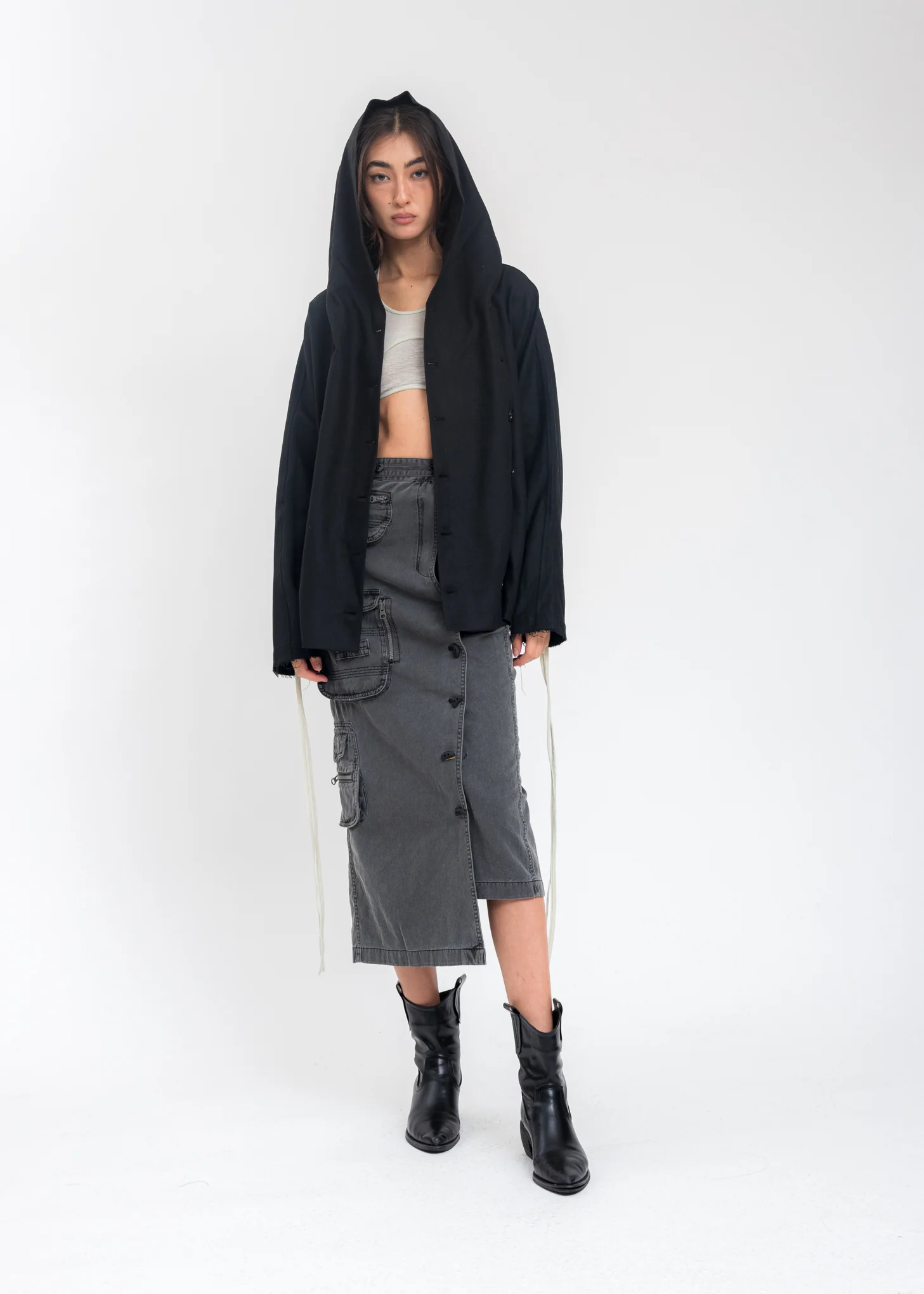 Black Wool Muffler Jacket - Image 11