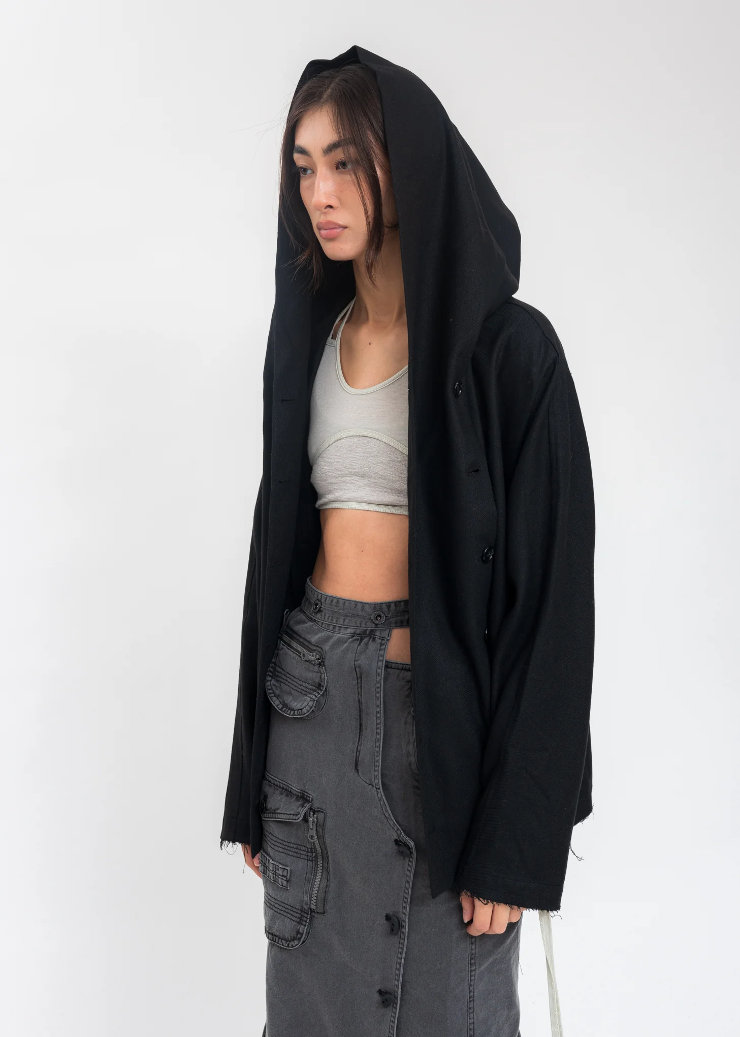 Black Wool Muffler Jacket - Image 2
