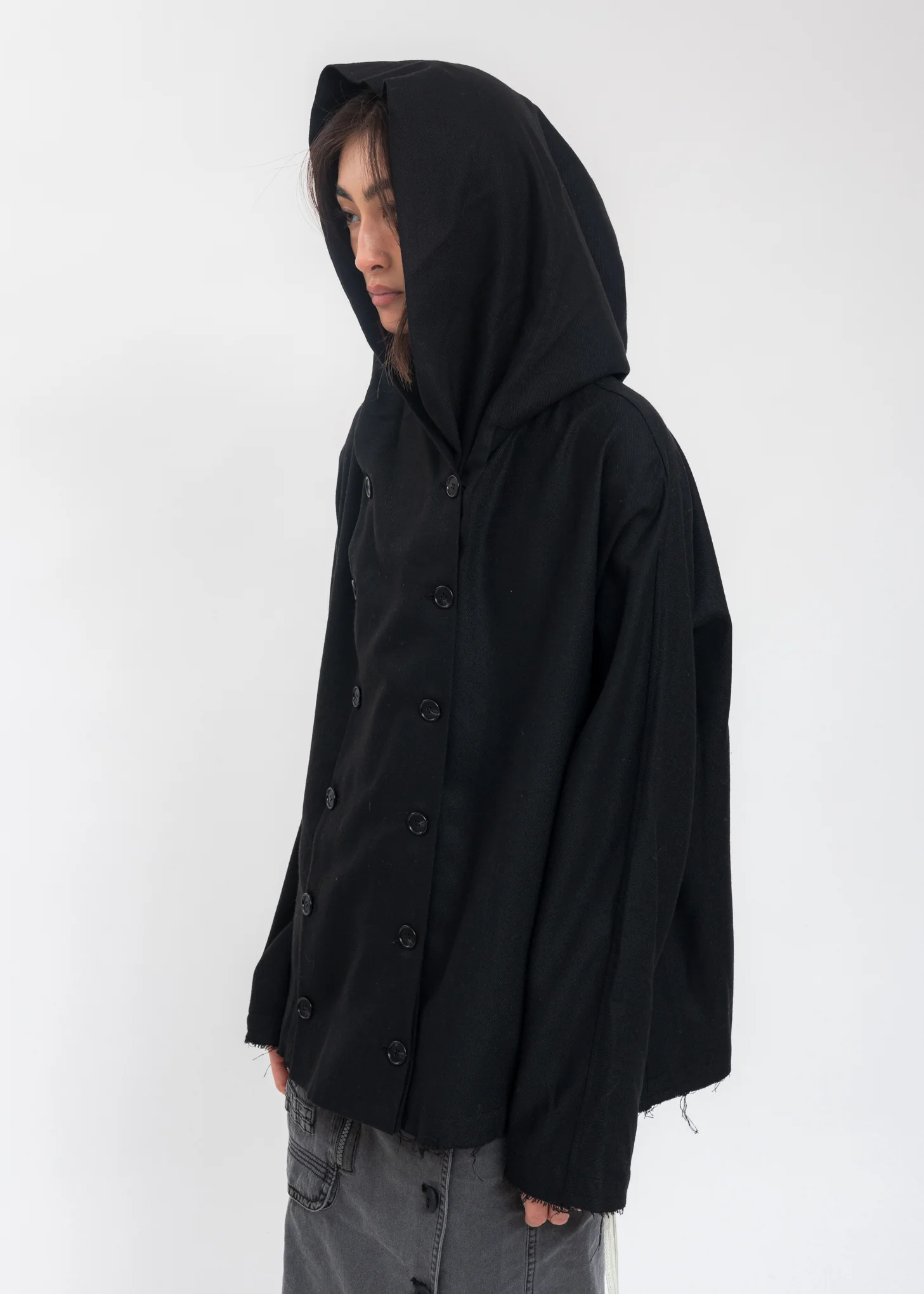 Black Wool Muffler Jacket - Image 3