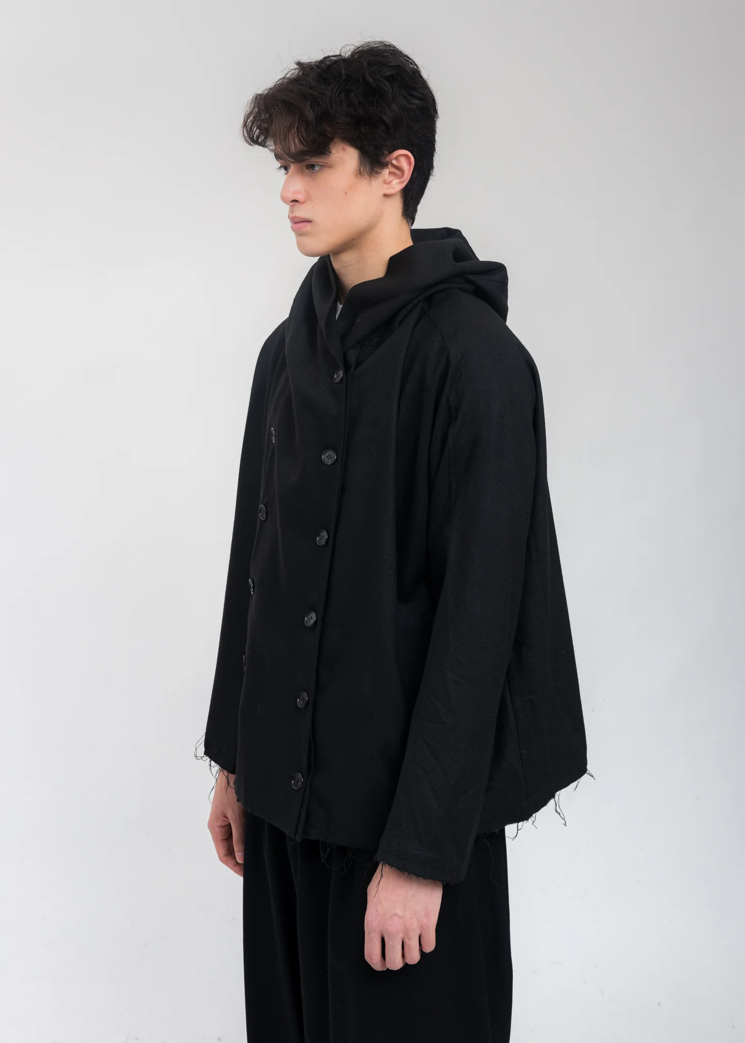 Black Wool Muffler Jacket - Image 3