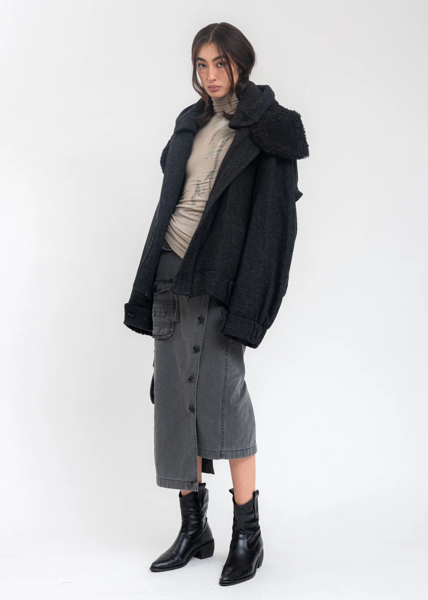 Black Wool Oversized Jumper - Image 7