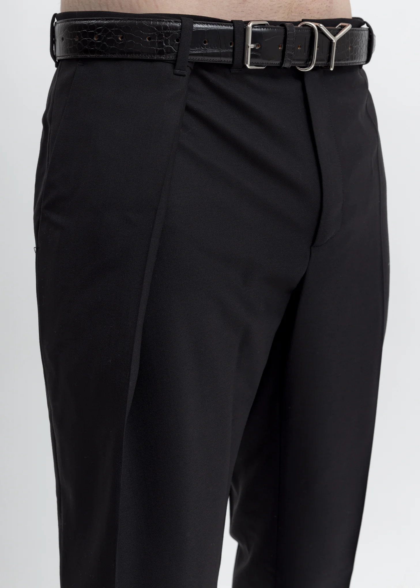 Black Wool Oversized Waist Trousers - Image 2