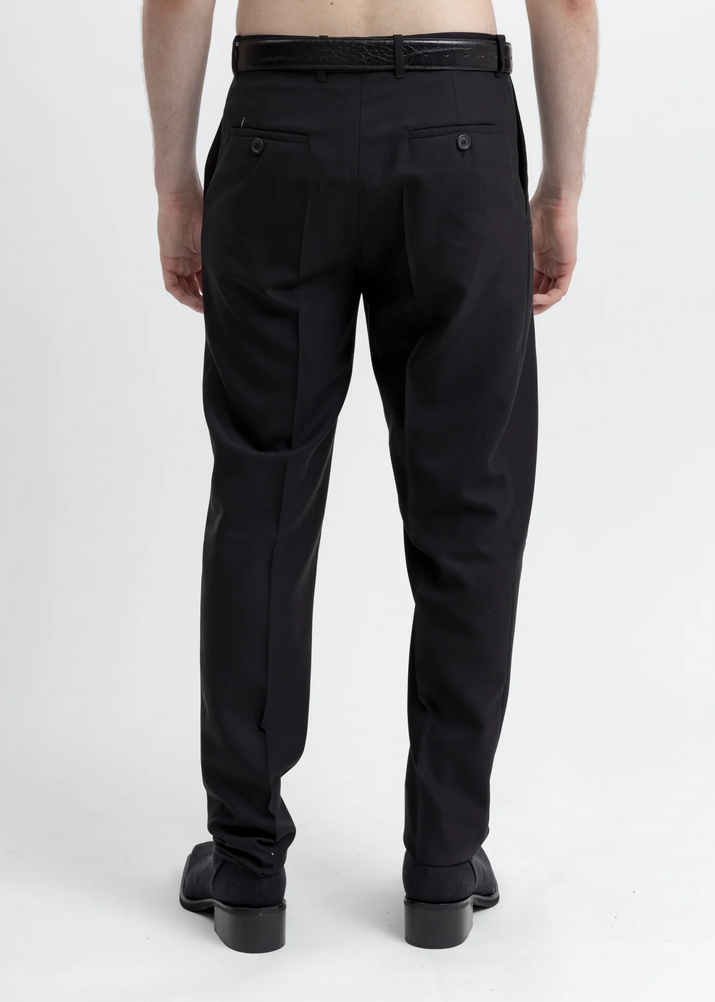 Black Wool Oversized Waist Trousers - Image 5