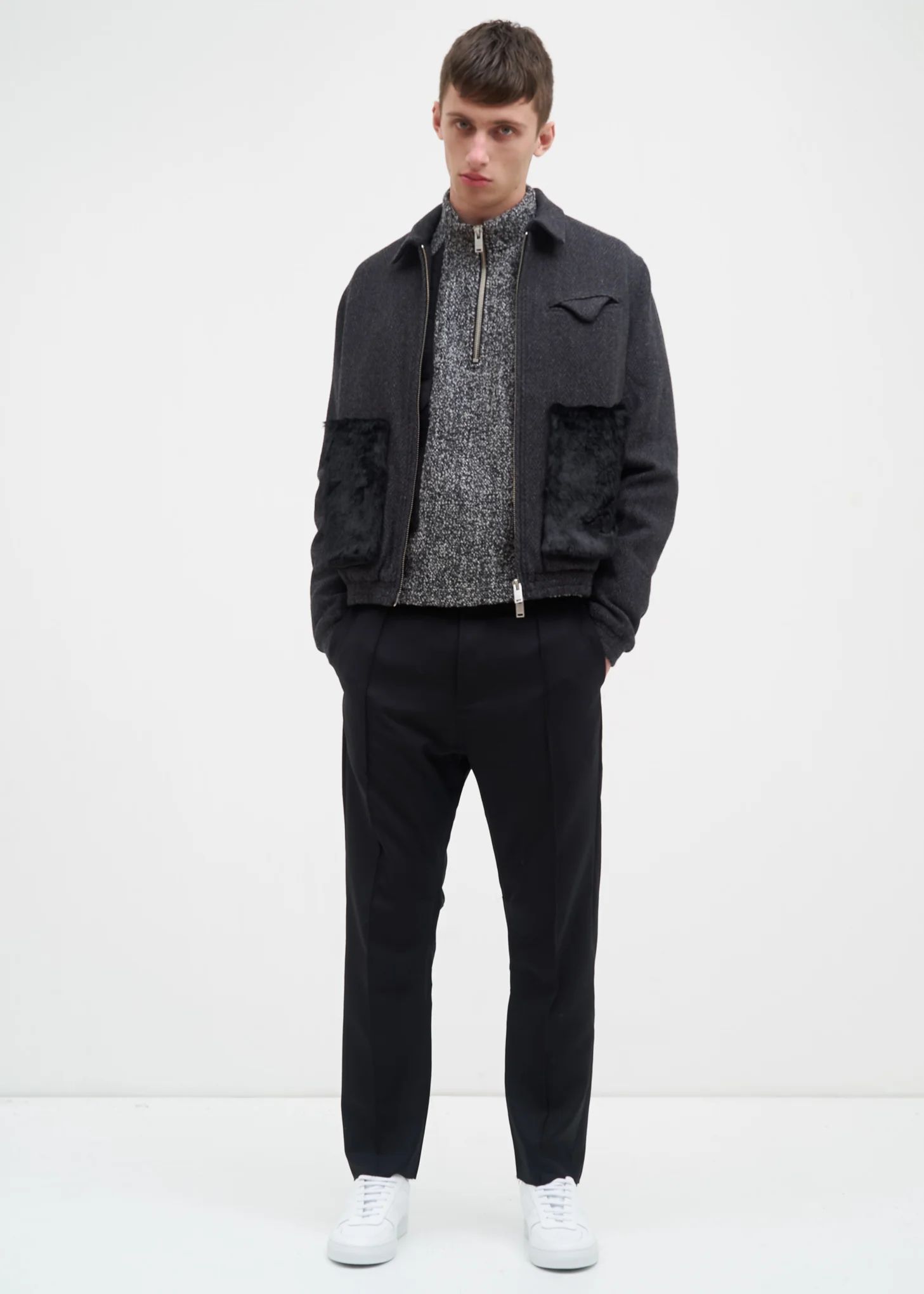 Black Wool Pintuck Peg Chino - Image 2