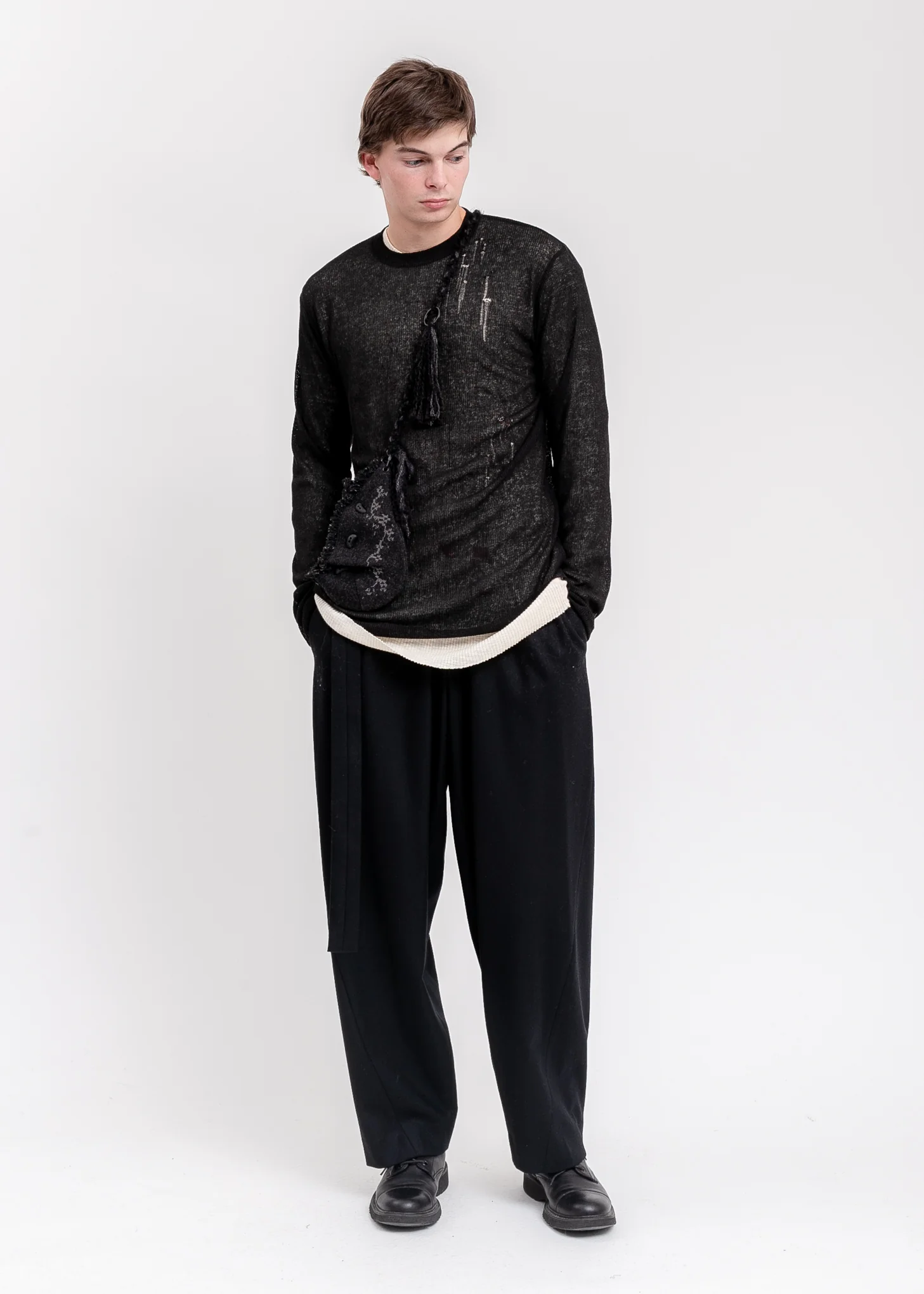 Black Wool Pocket Bag - Image 2