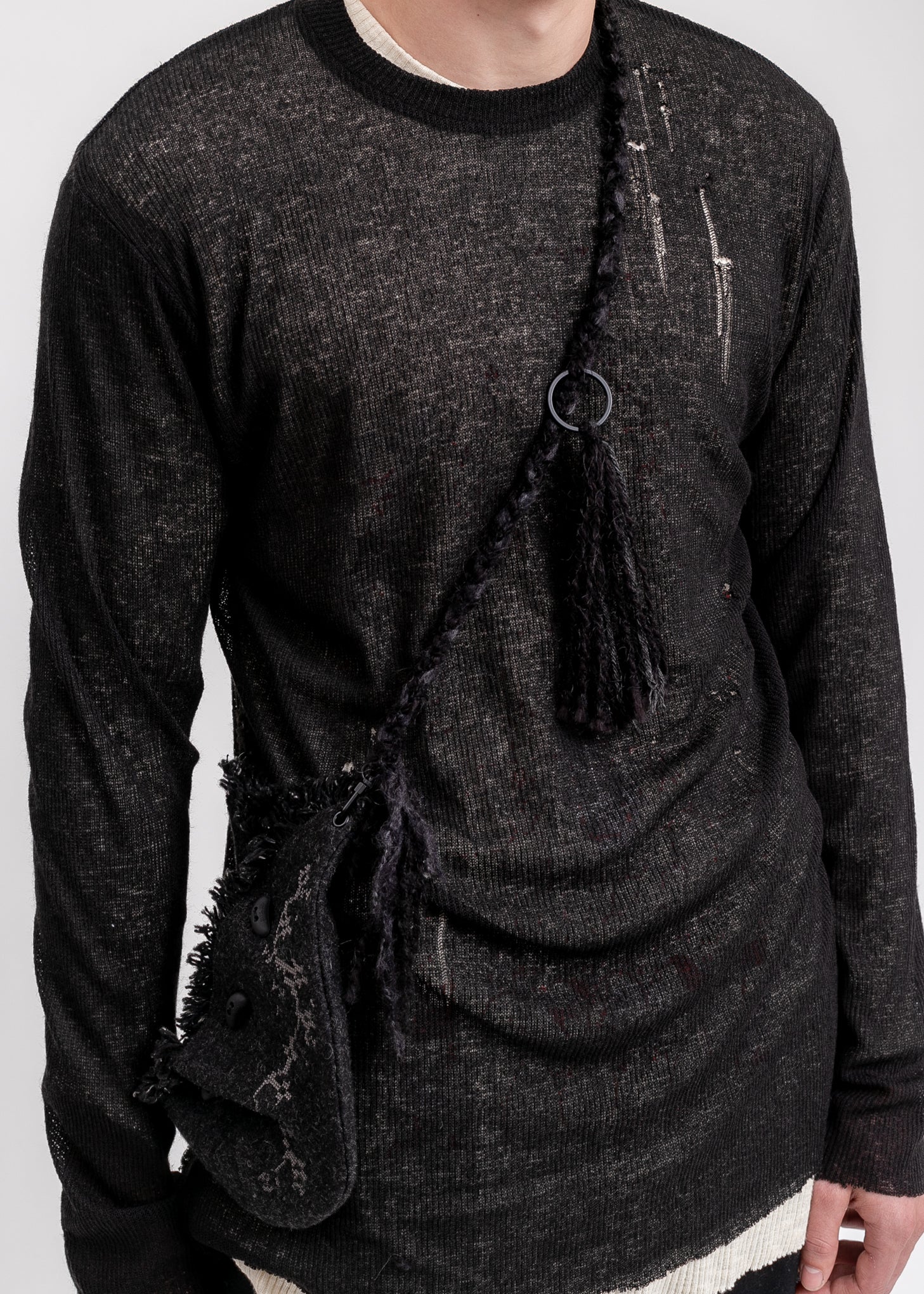 Black Wool Pocket Bag - Image 3