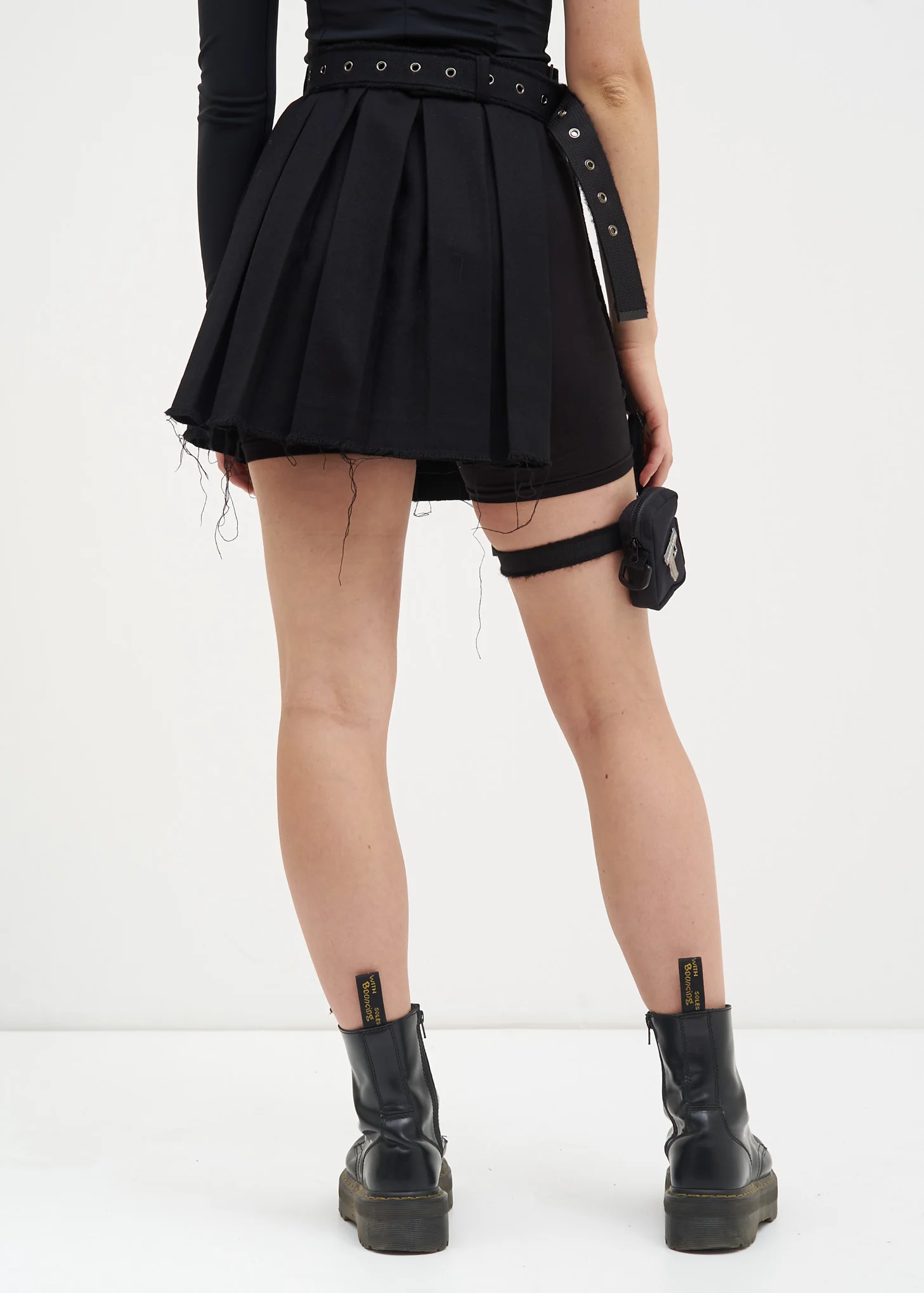 Black Wool Skirt w/ Garter Belt - Image 2