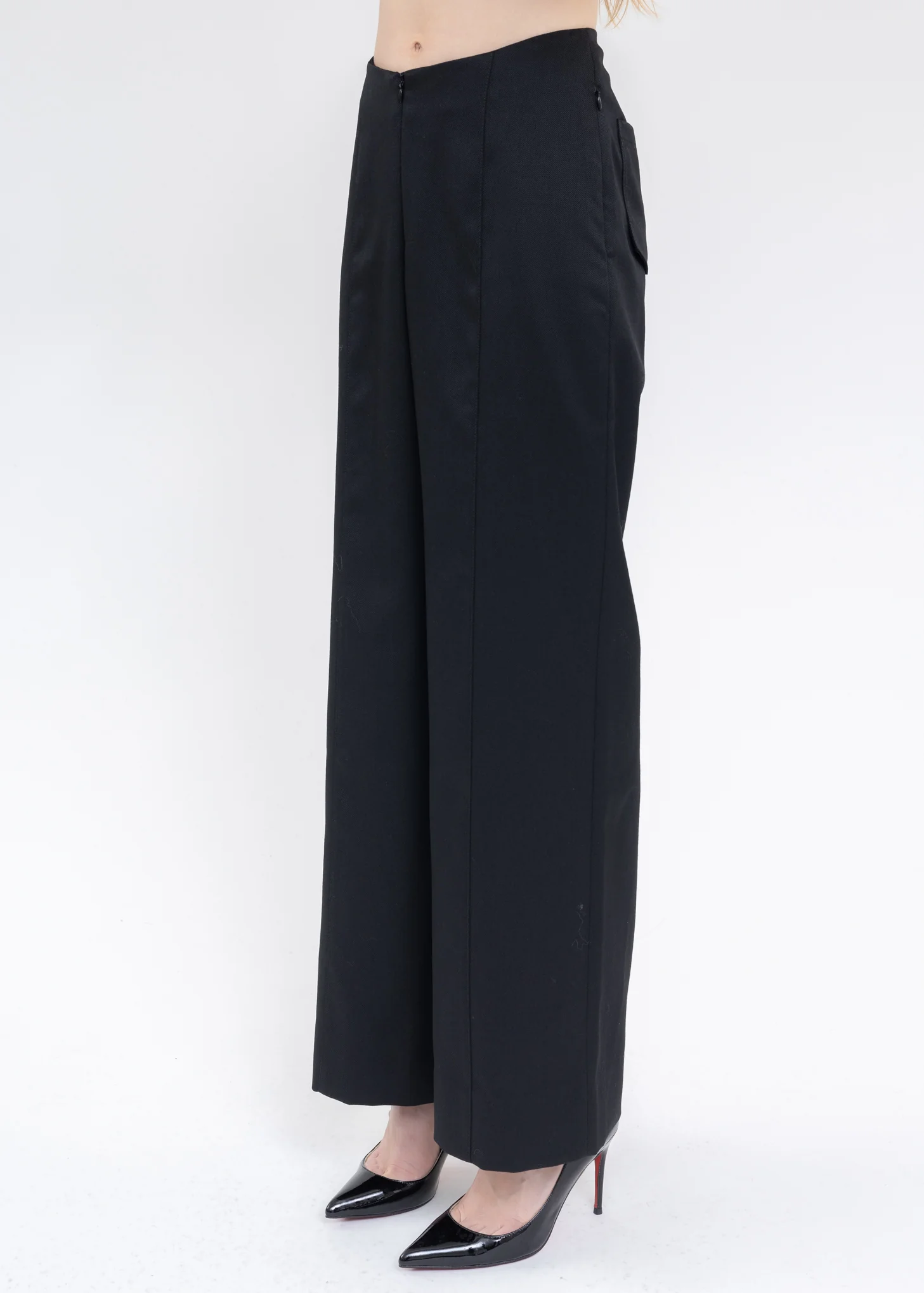 Black Wool Straight Pants - Image 2