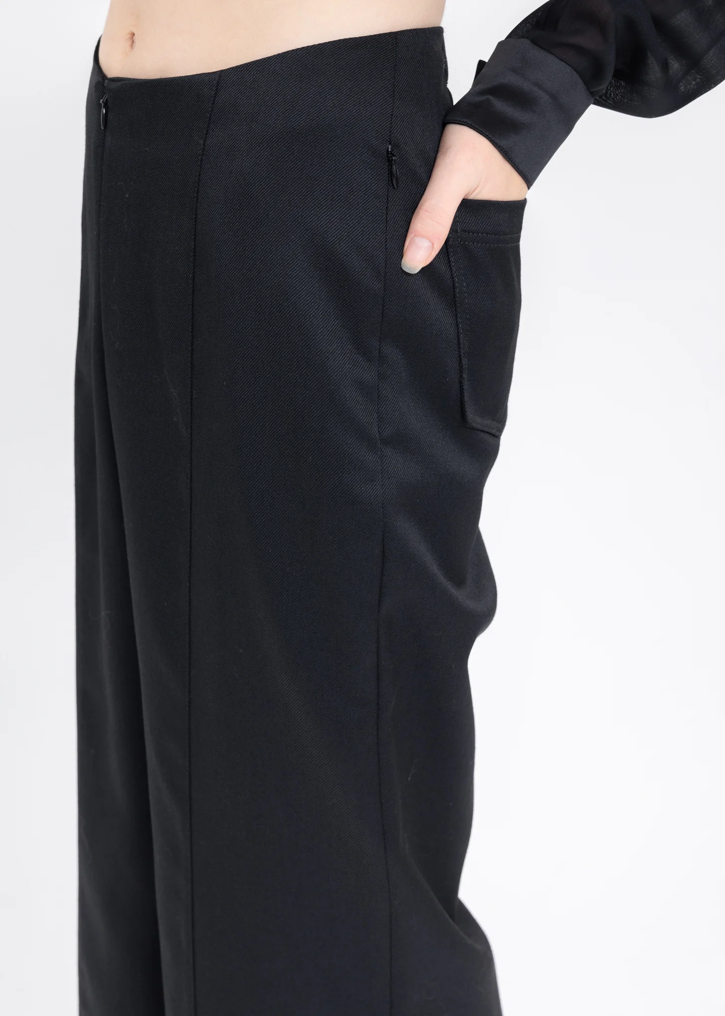 Black Wool Straight Pants - Image 4