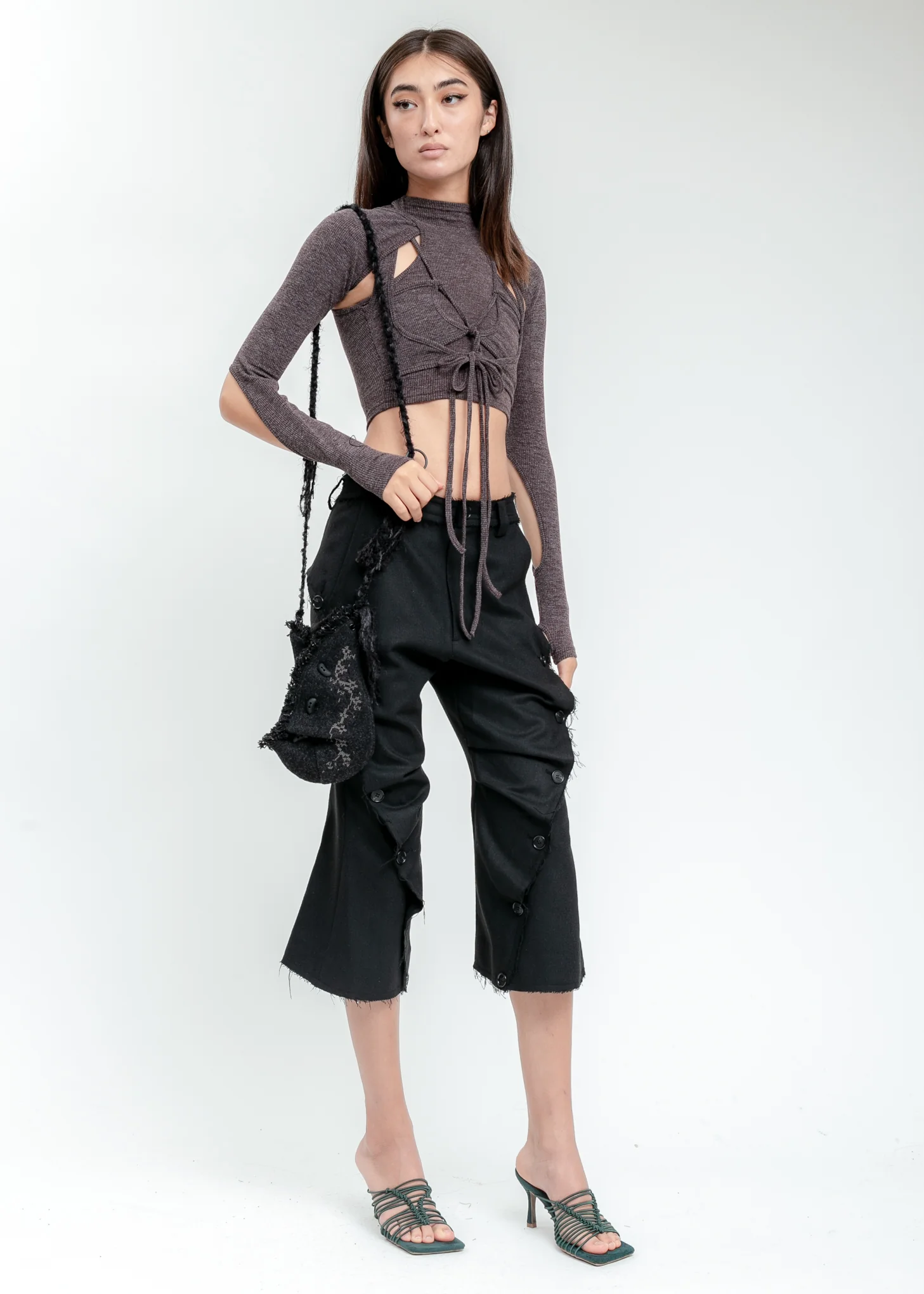 Black Wool Wavy Pants - Image 6