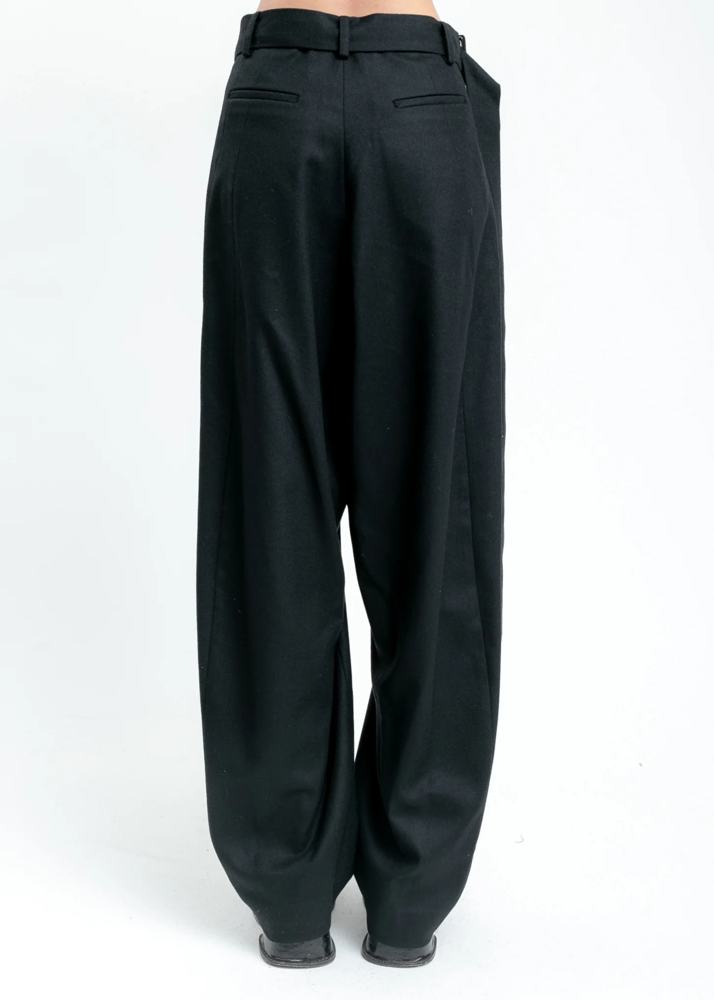 Black Wool Wide Pants - Image 4