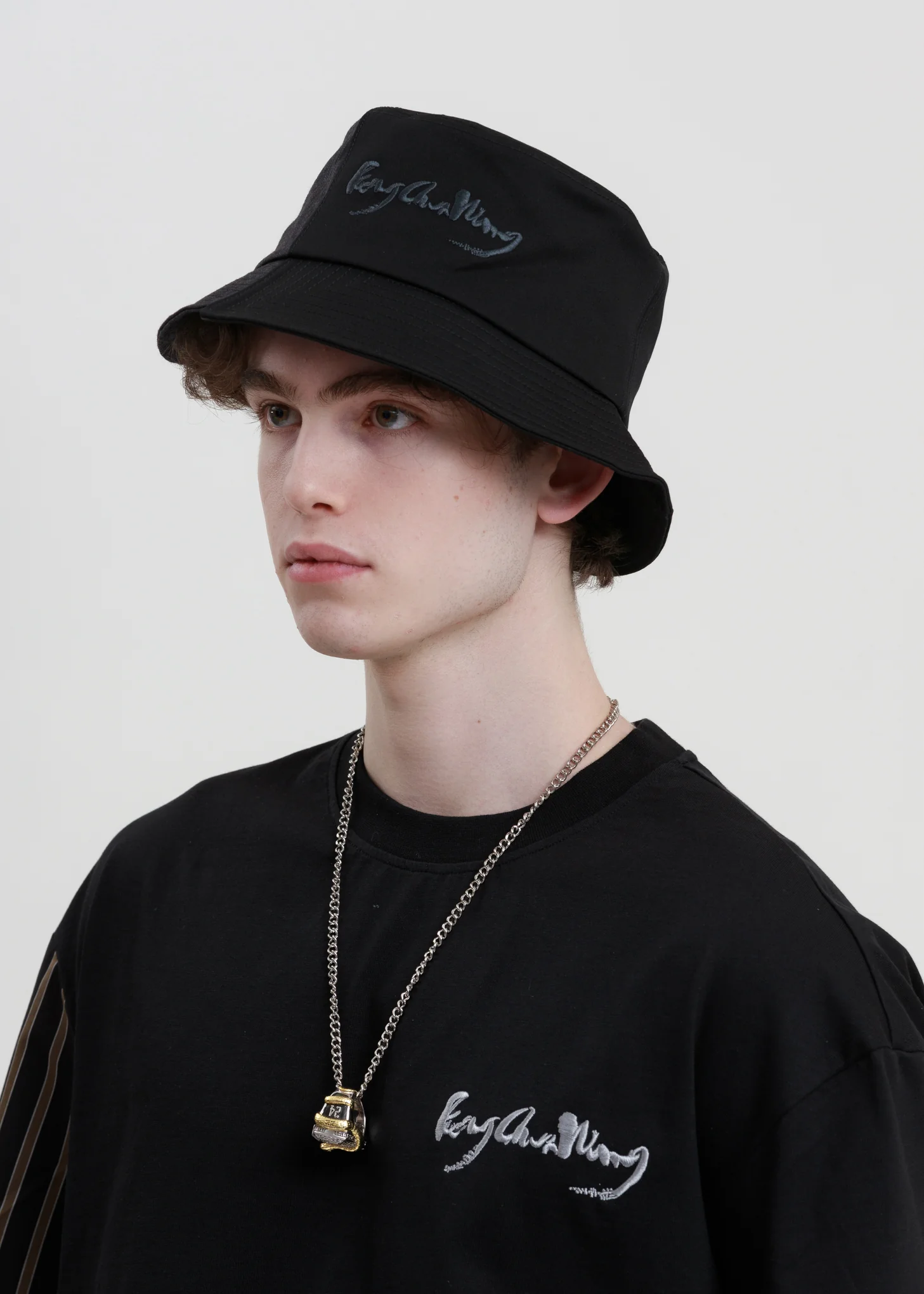 Black Woven Bucket Hat