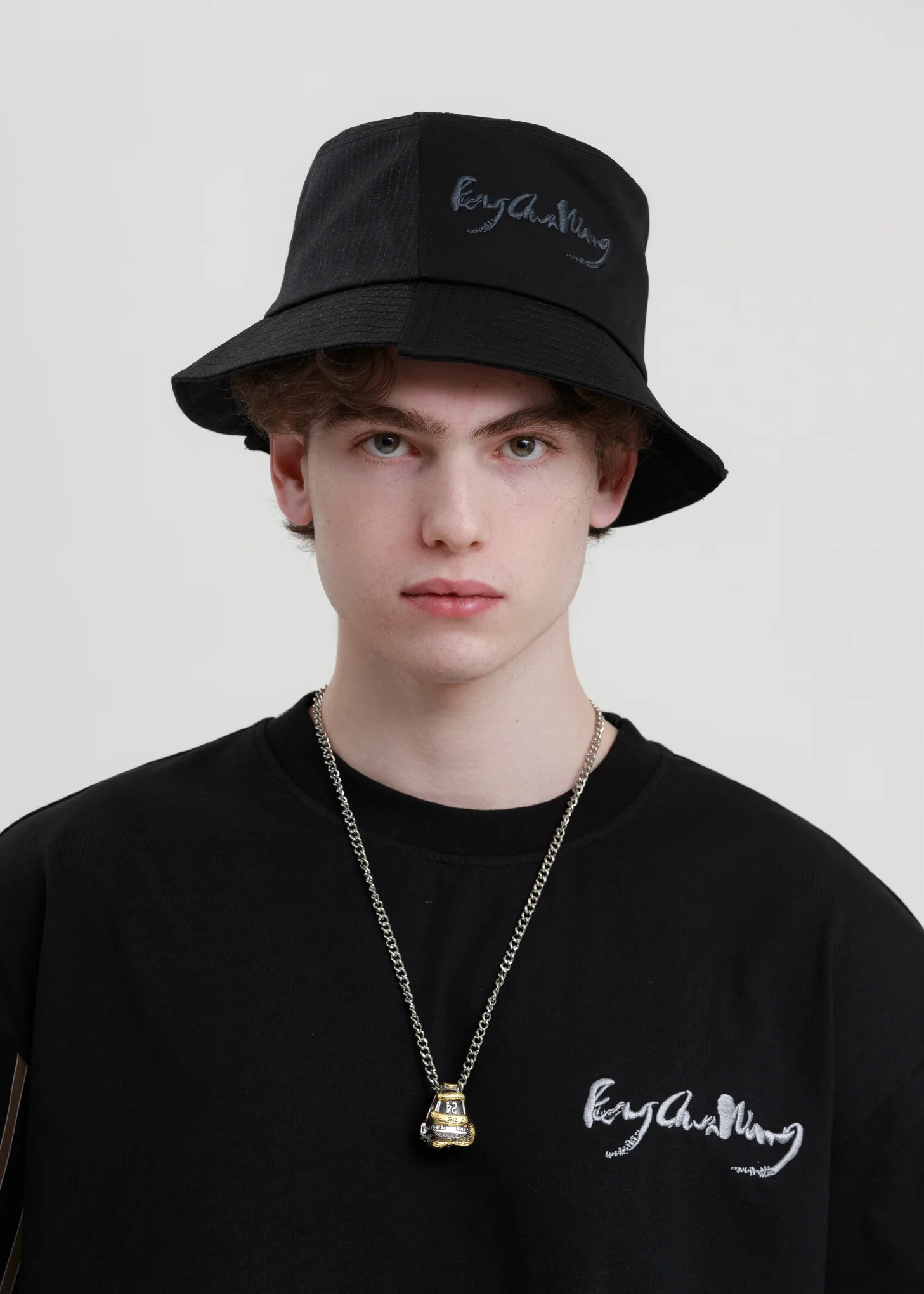 Black Woven Bucket Hat - Image 3
