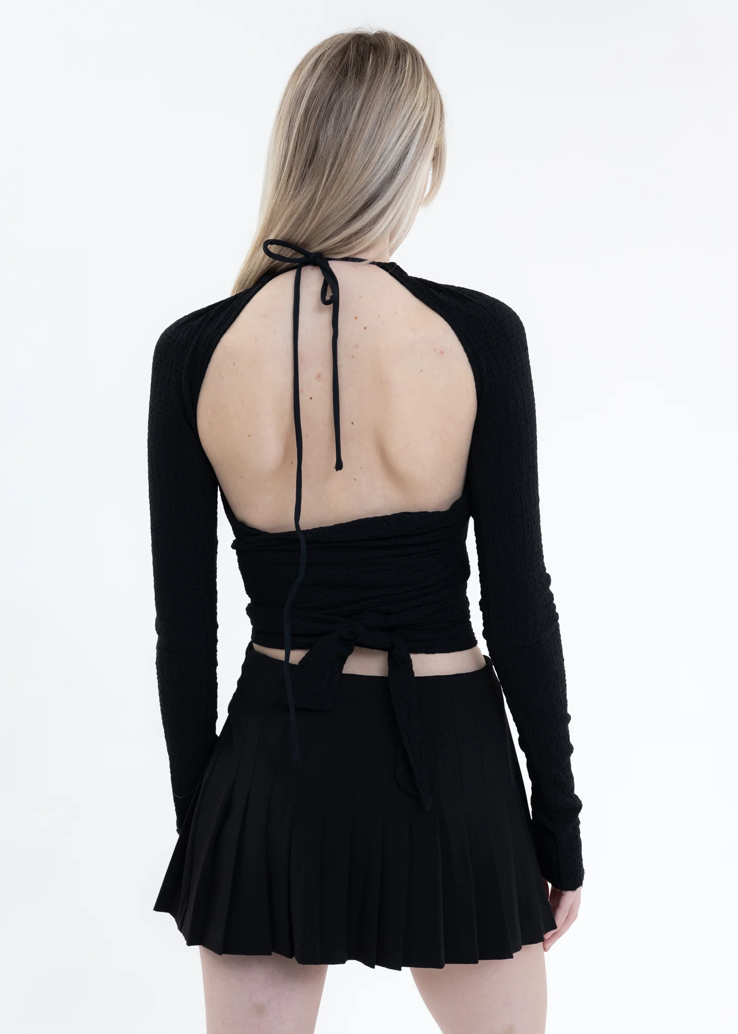Black Wrap Halter Top - Image 2