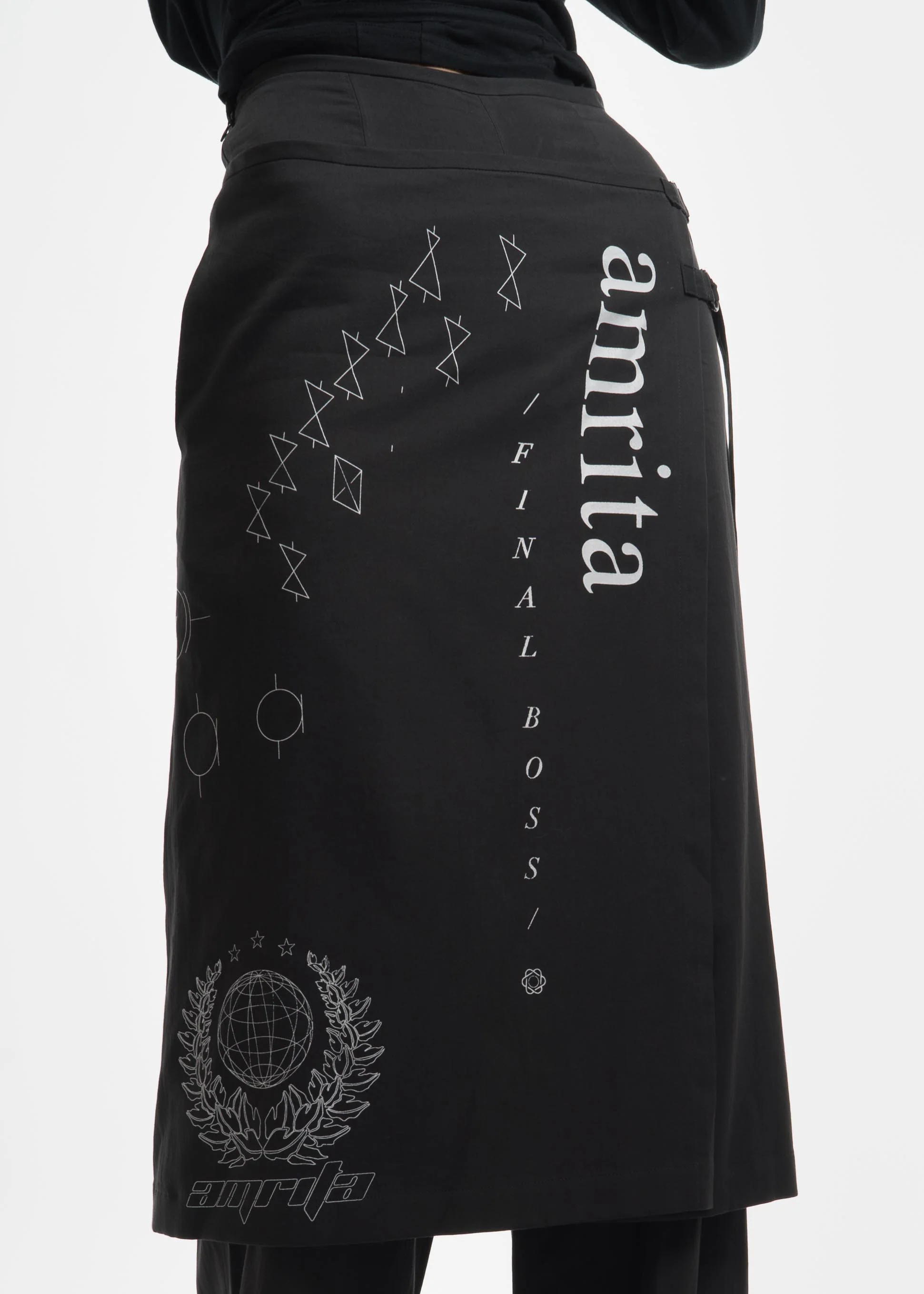 Black Wrap Skirt Pants - Image 2