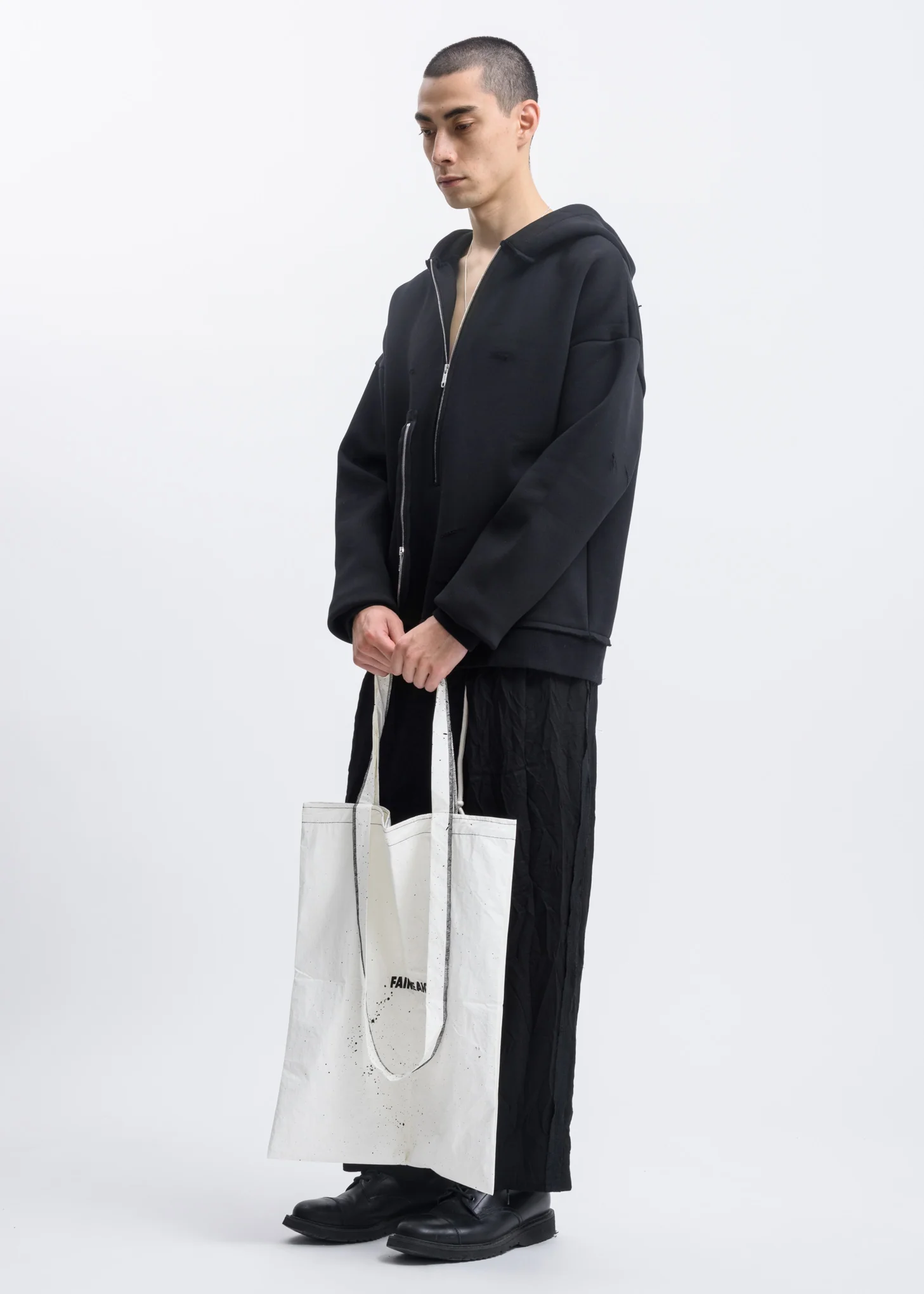 Black Wrinkled Drawstring Trousers - Image 4