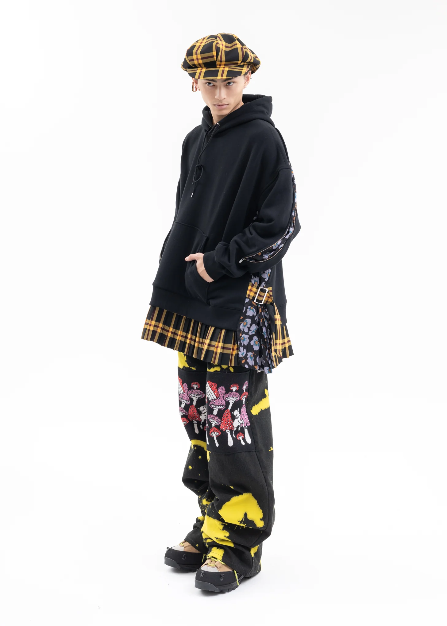 Black × Yellow Dye Poisonous Mushroom Denim Pants - Image 5