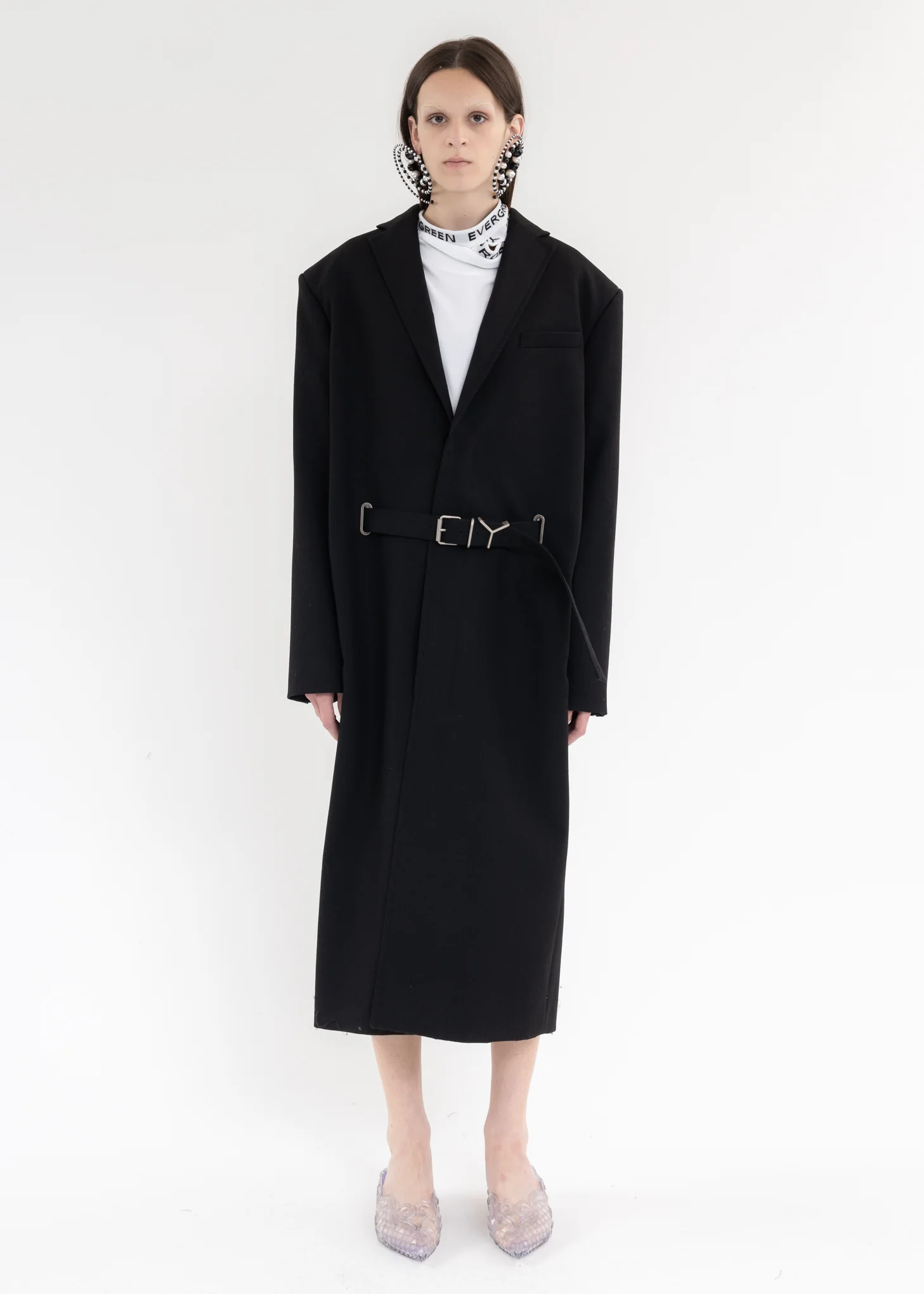 BLACK Y BELT COAT