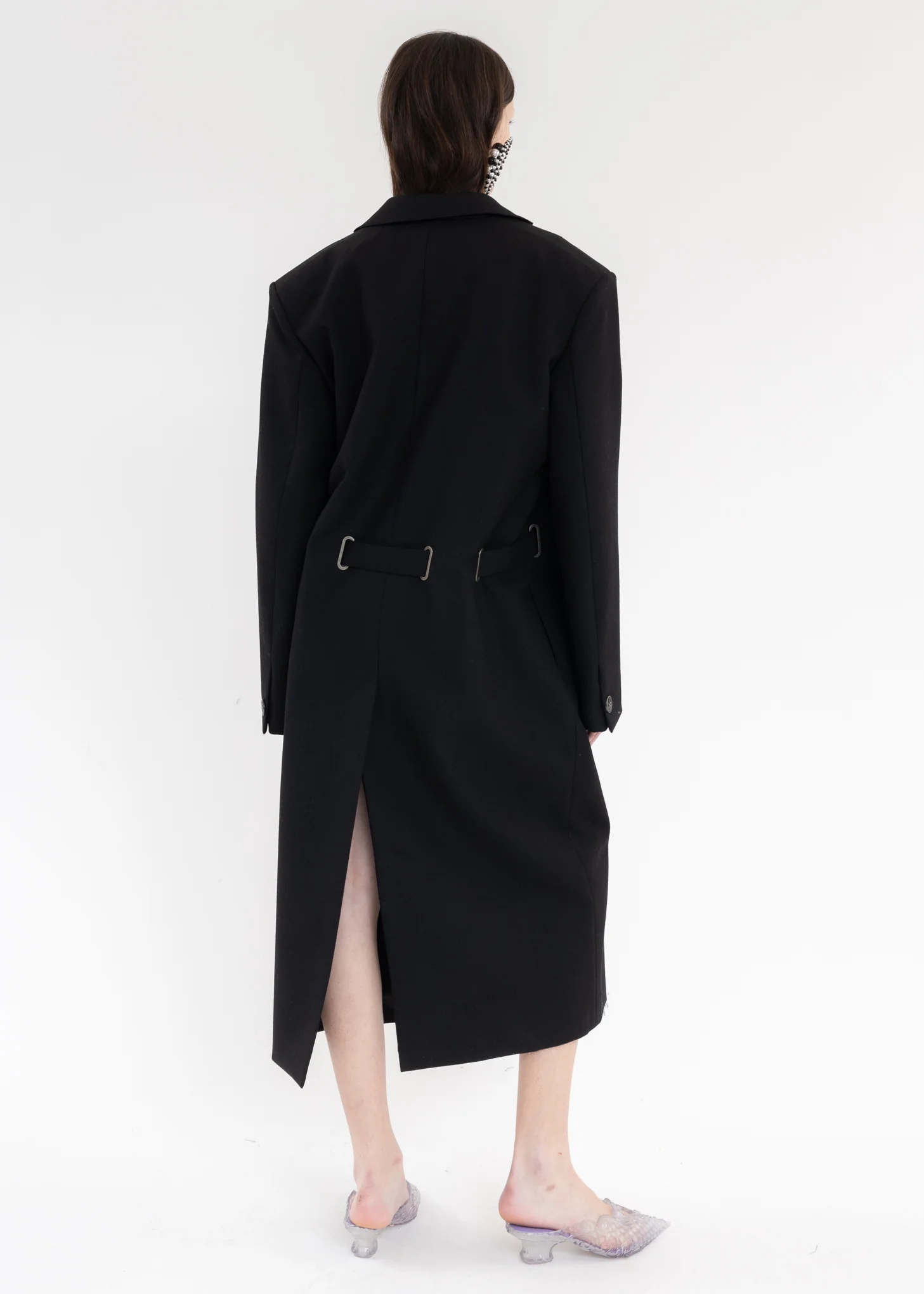 BLACK Y BELT COAT - Image 2