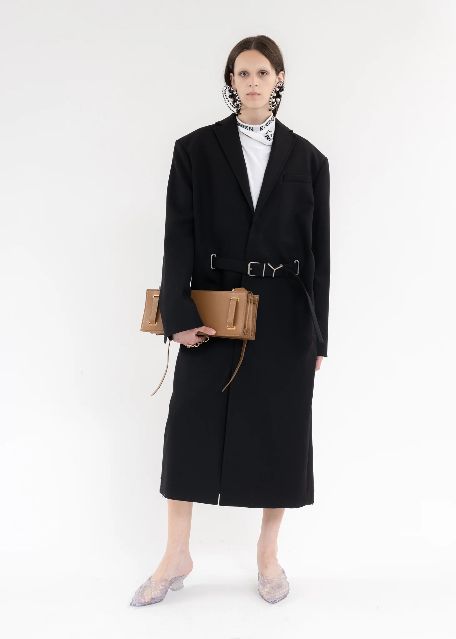 BLACK Y BELT COAT - Image 6