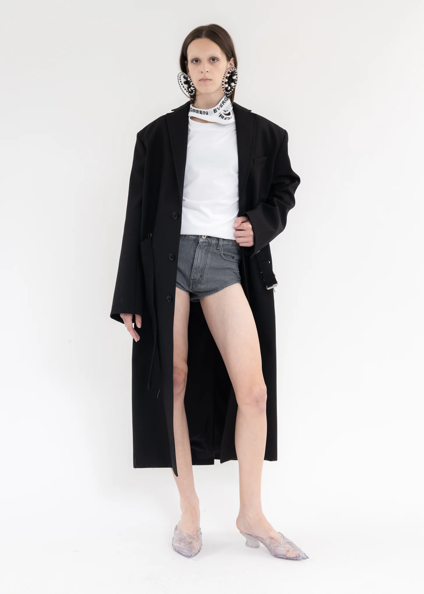 BLACK Y BELT COAT - Image 7