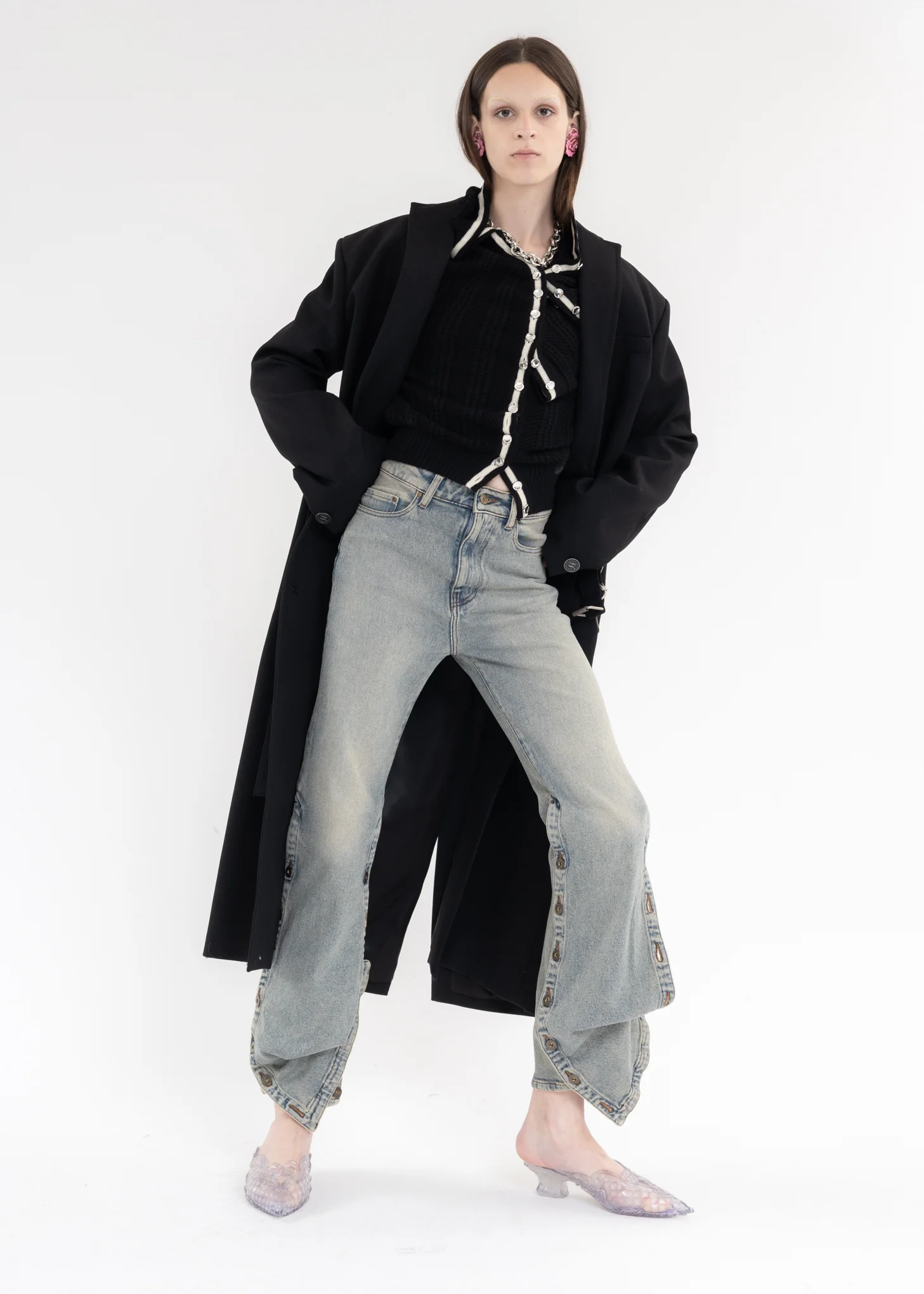 BLACK Y BELT COAT - Image 8