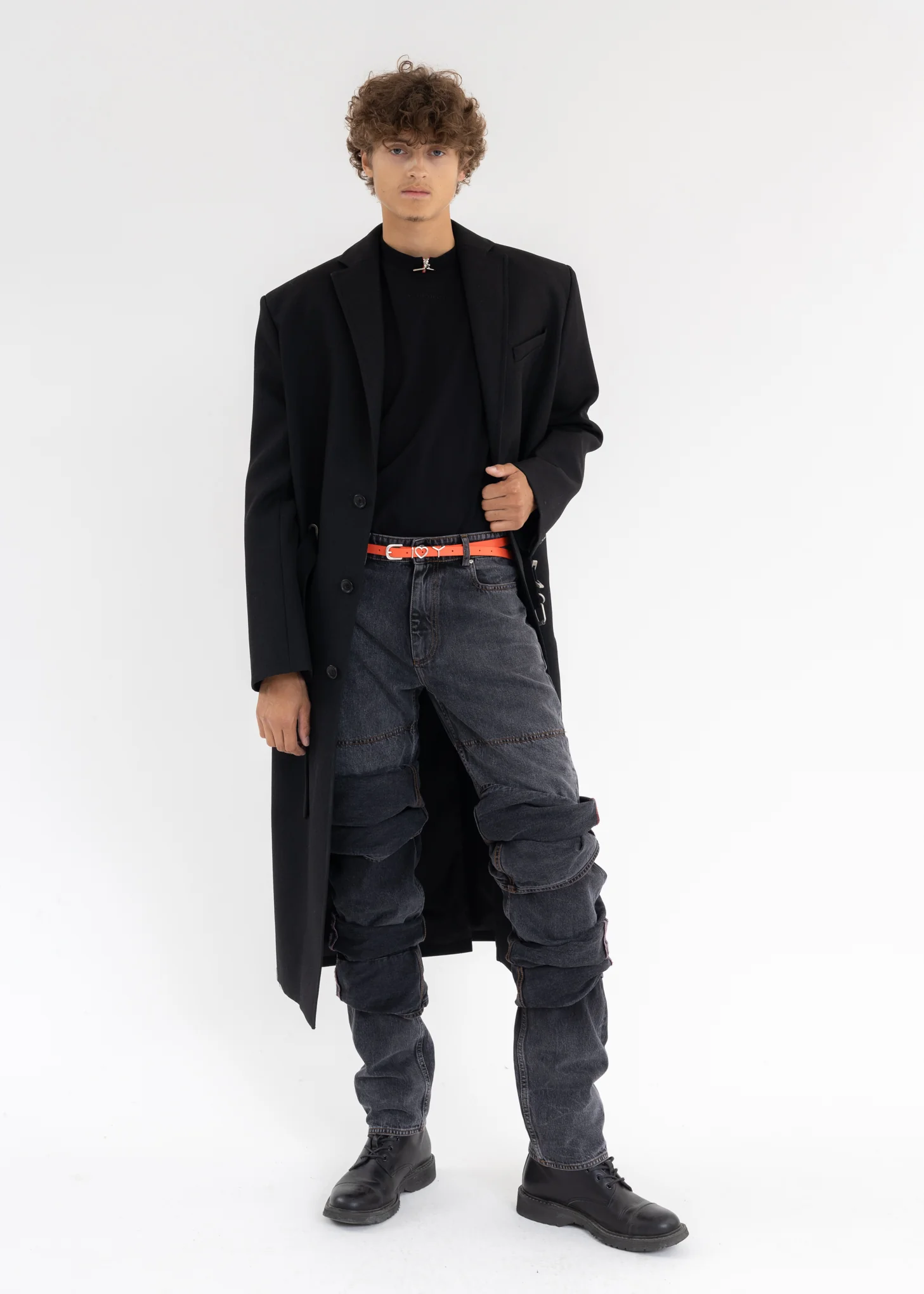 BLACK Y BELT COAT - Image 6