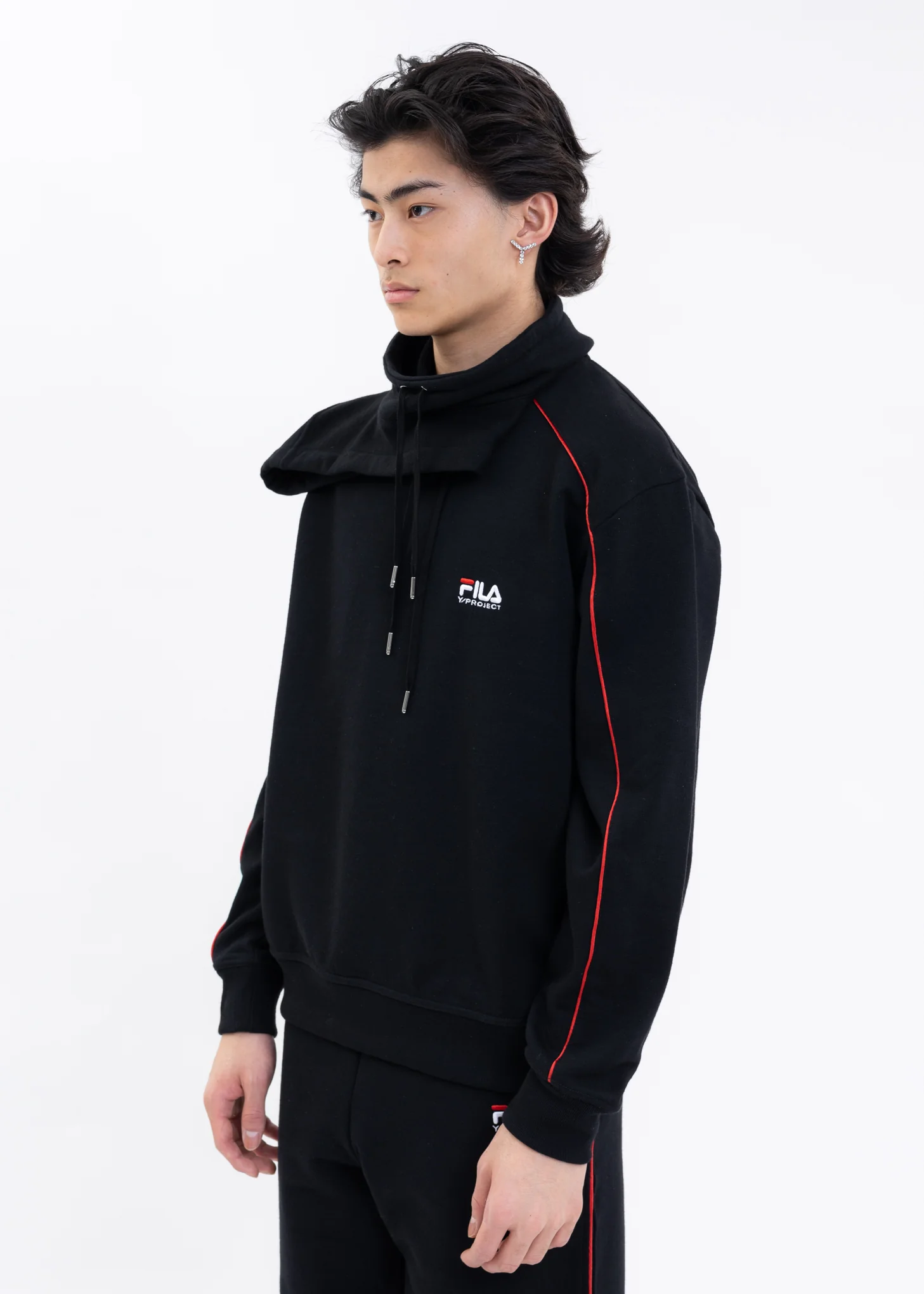 Black Y/PROJECT X FILA DOUBLE NECK Hoodie - Image 3