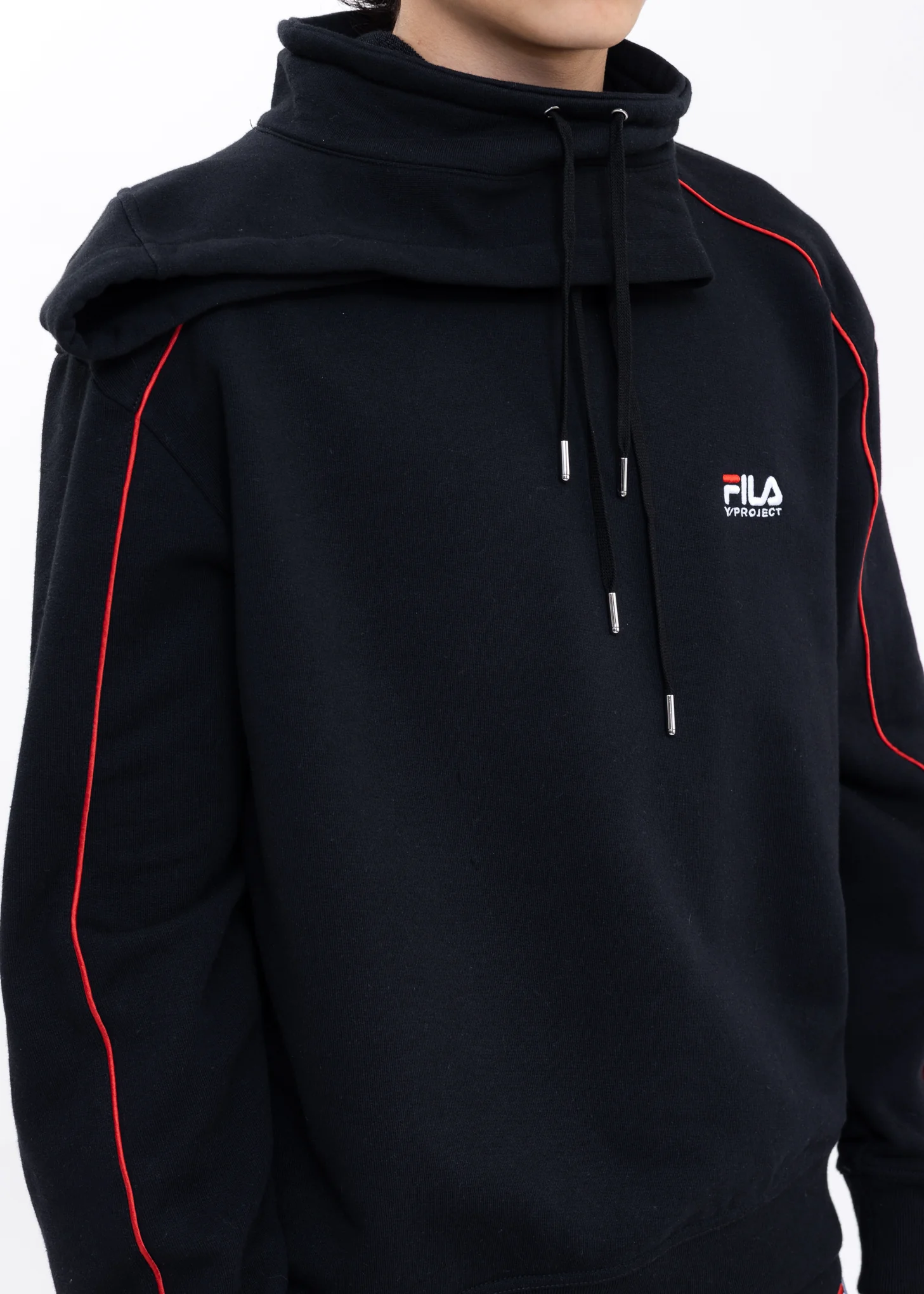 Black Y/PROJECT X FILA DOUBLE NECK Hoodie - Image 5