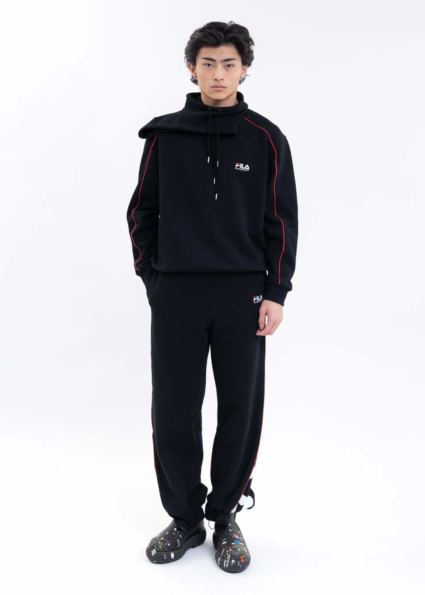 Black Y/PROJECT X FILA DOUBLE NECK Hoodie - Image 6