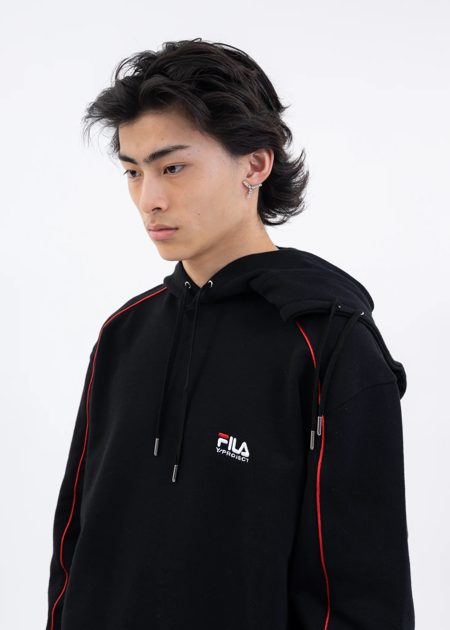 Black Y/PROJECT X FILA DOUBLE NECK Hoodie - Image 8