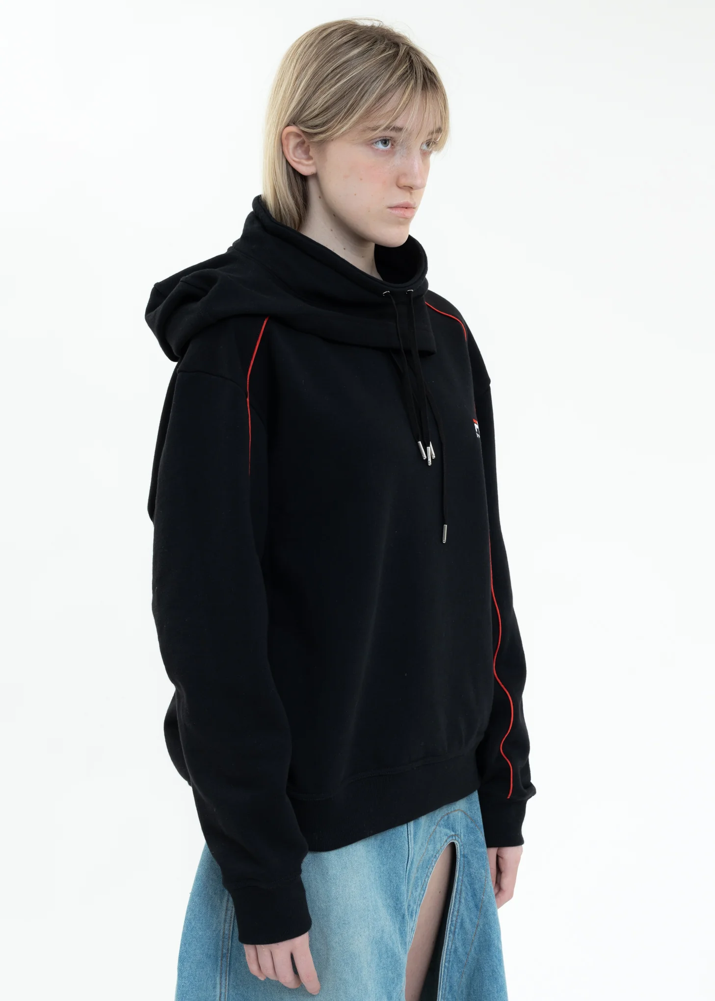 Black Y/PROJECT X FILA DOUBLE NECK Hoodie - Image 4
