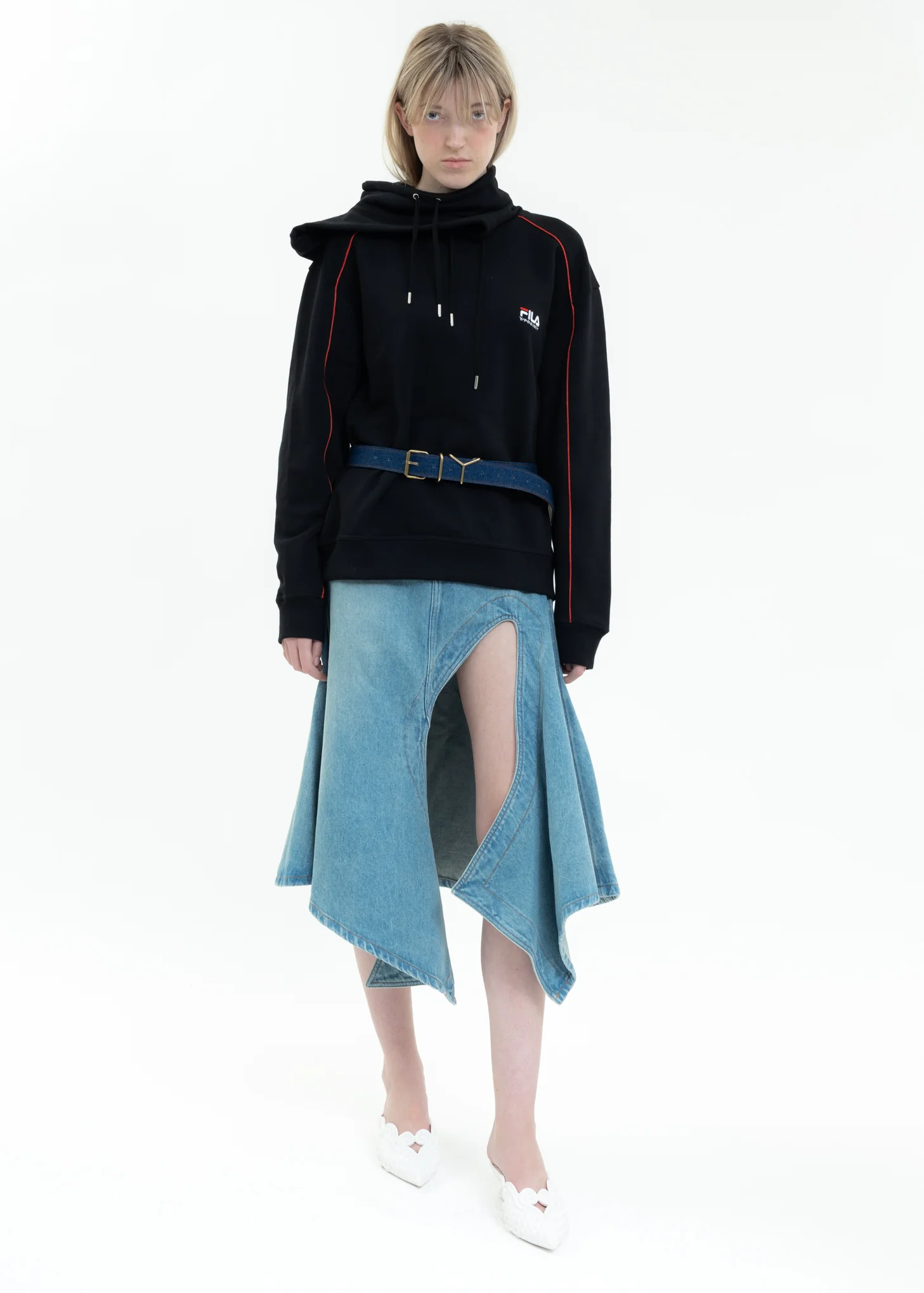 Black Y/PROJECT X FILA DOUBLE NECK Hoodie - Image 9