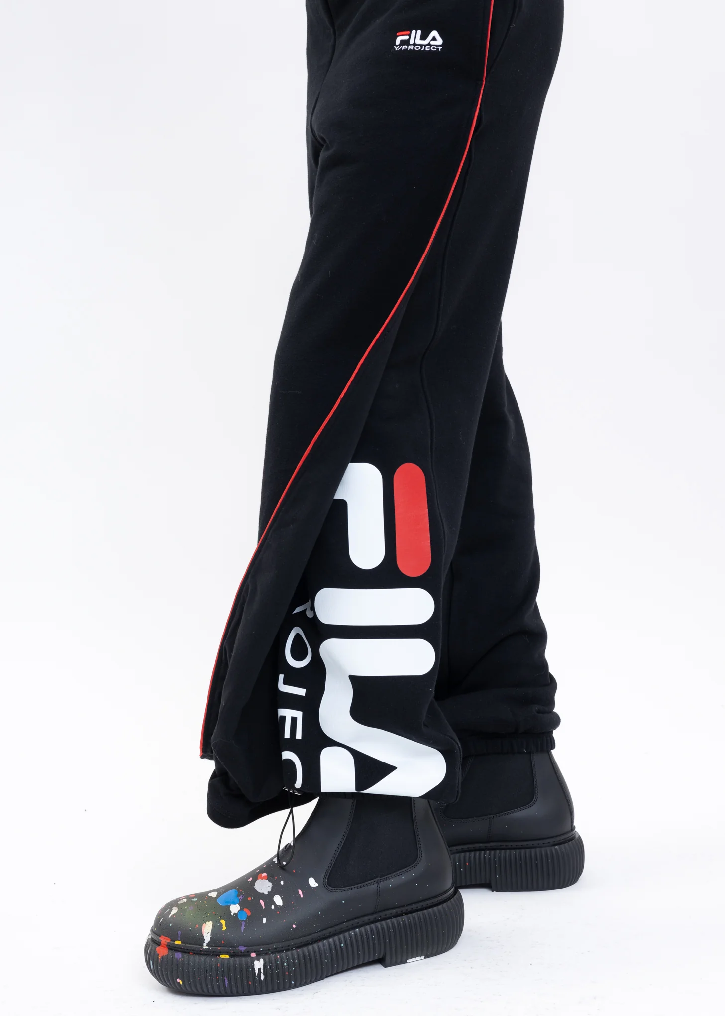 Black Y/PROJECT X FILA PANEL Sweater Pants - Image 4