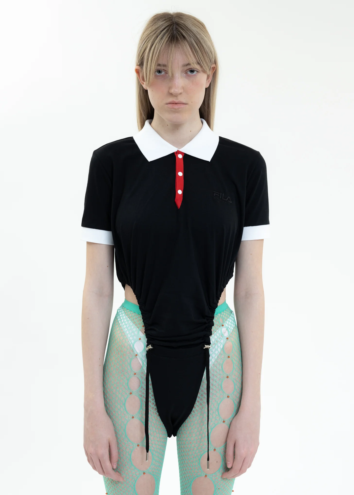 Black Y/PROJECT X FILA RUCHED BODY Polo
