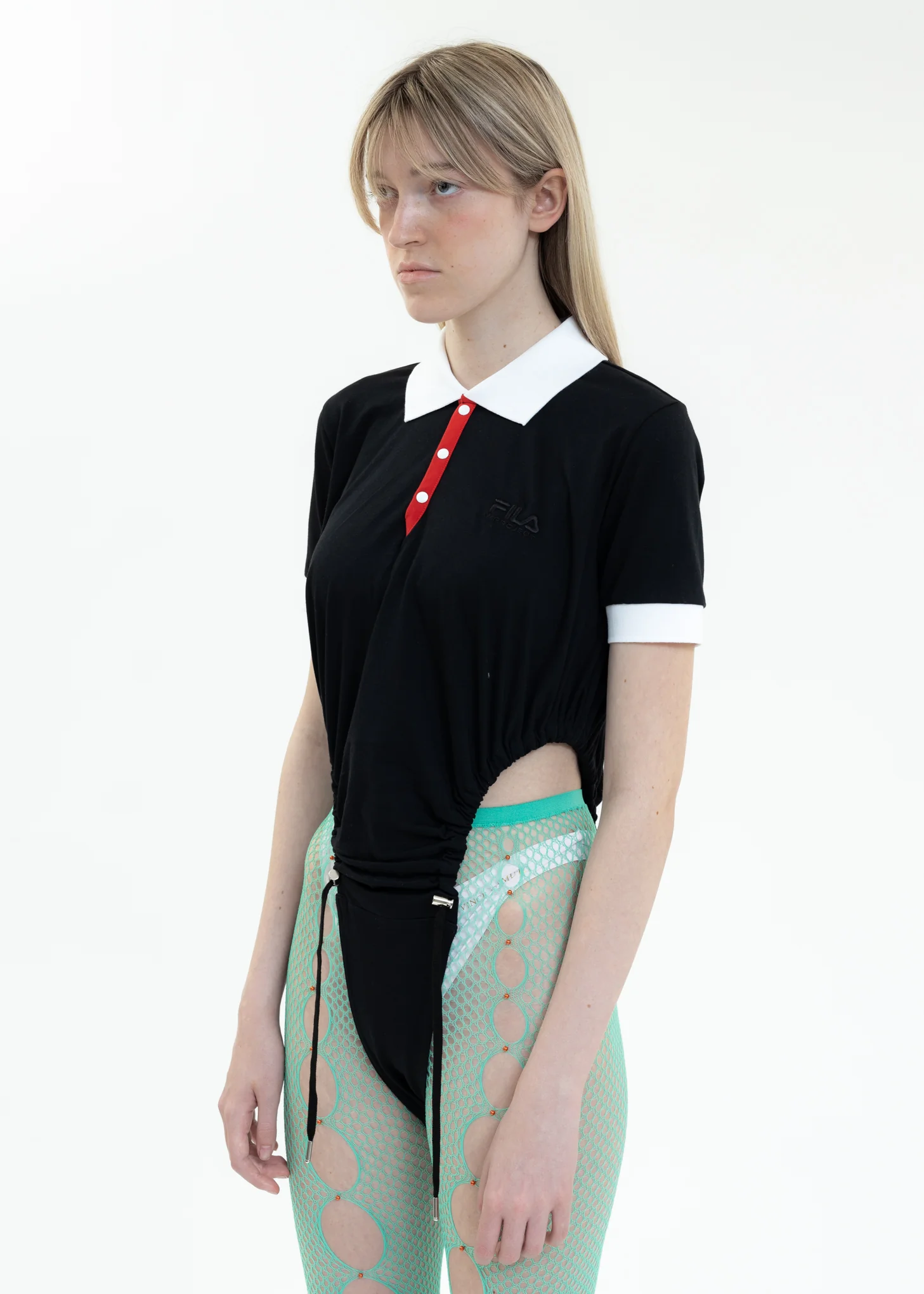 Black Y/PROJECT X FILA RUCHED BODY Polo - Image 2