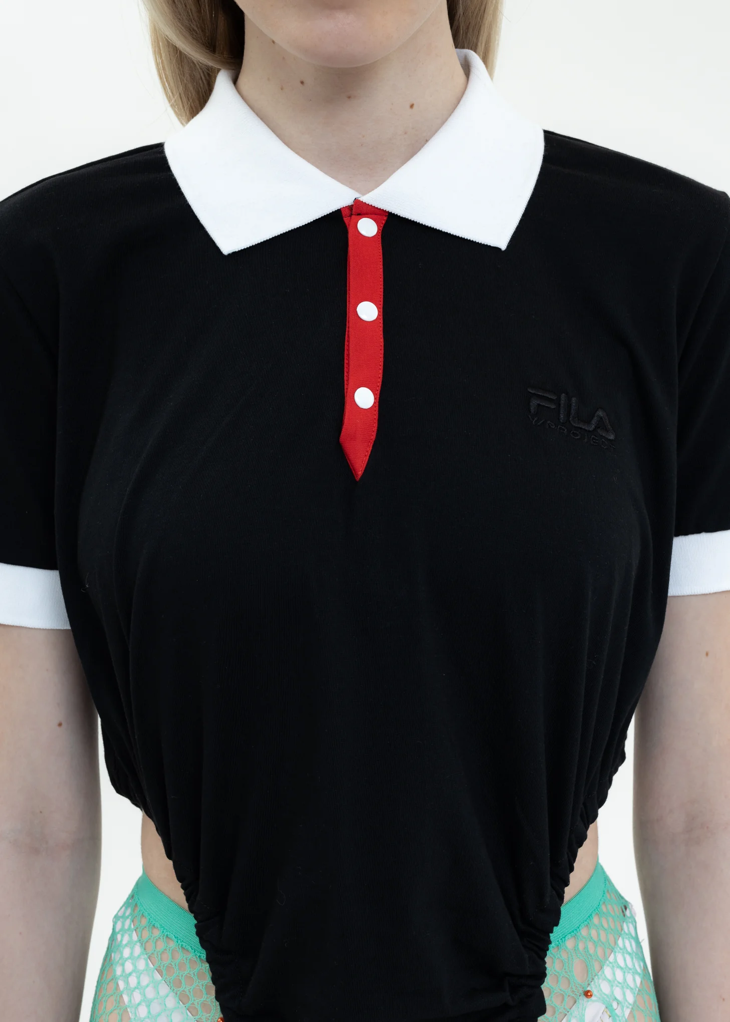 Black Y/PROJECT X FILA RUCHED BODY Polo - Image 4