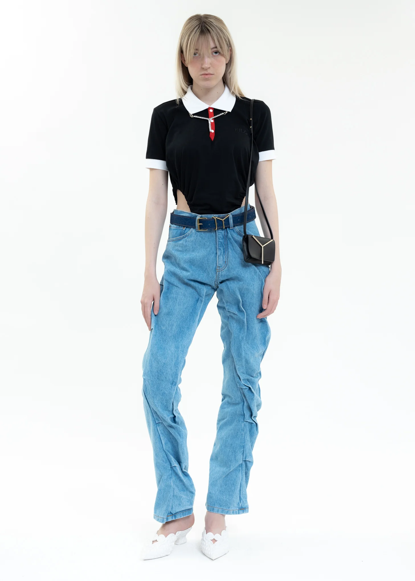Black Y/PROJECT X FILA RUCHED BODY Polo - Image 6