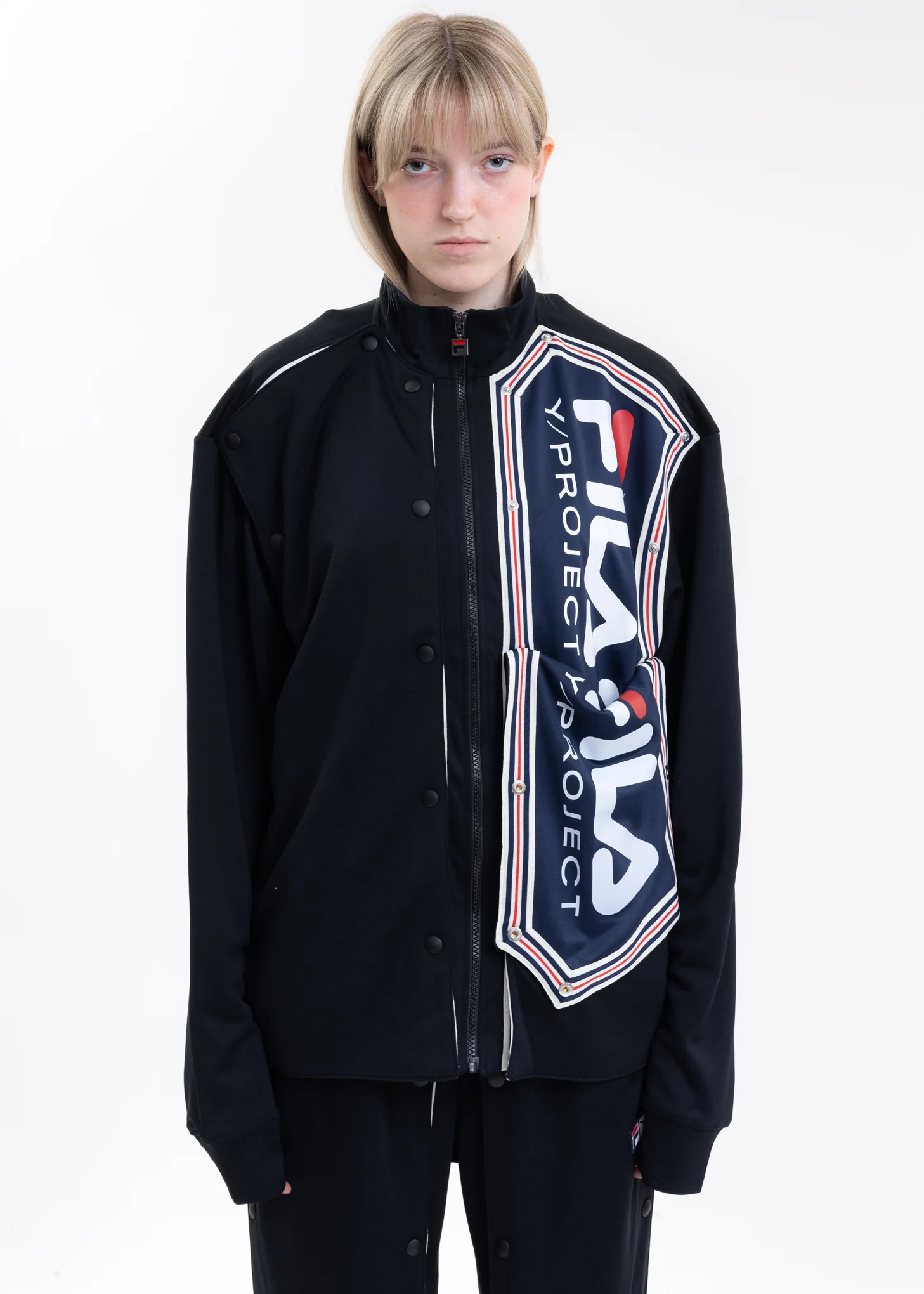 Black Y/PROJECT X FILA SNAP PANEL Jacket - Image 2