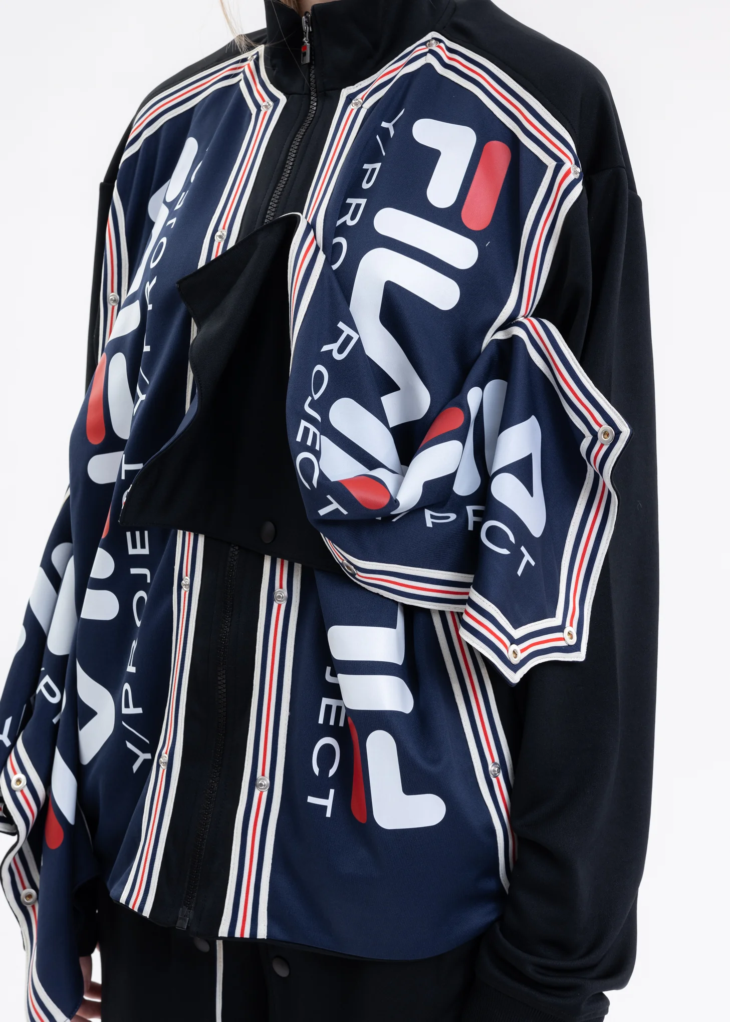 Black Y/PROJECT X FILA SNAP PANEL Jacket - Image 5